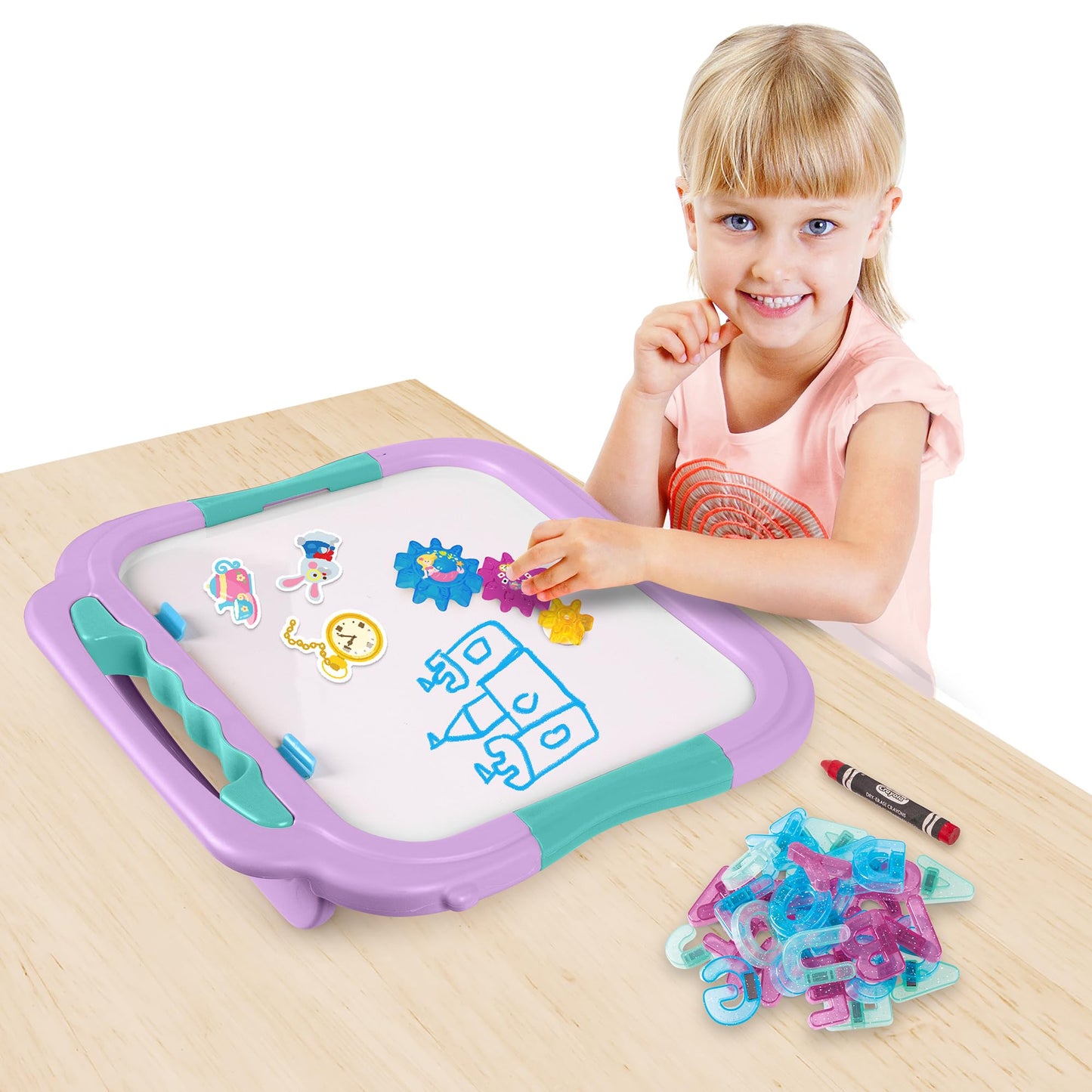 Crayola Crea la Tua Favola, Lavagna a Due superfici Magnetico Bianco e Lato Gesso Nero, attività Creativa e Regalo per Bambini dai 3 Anni in su, Multicolore, 5106-01