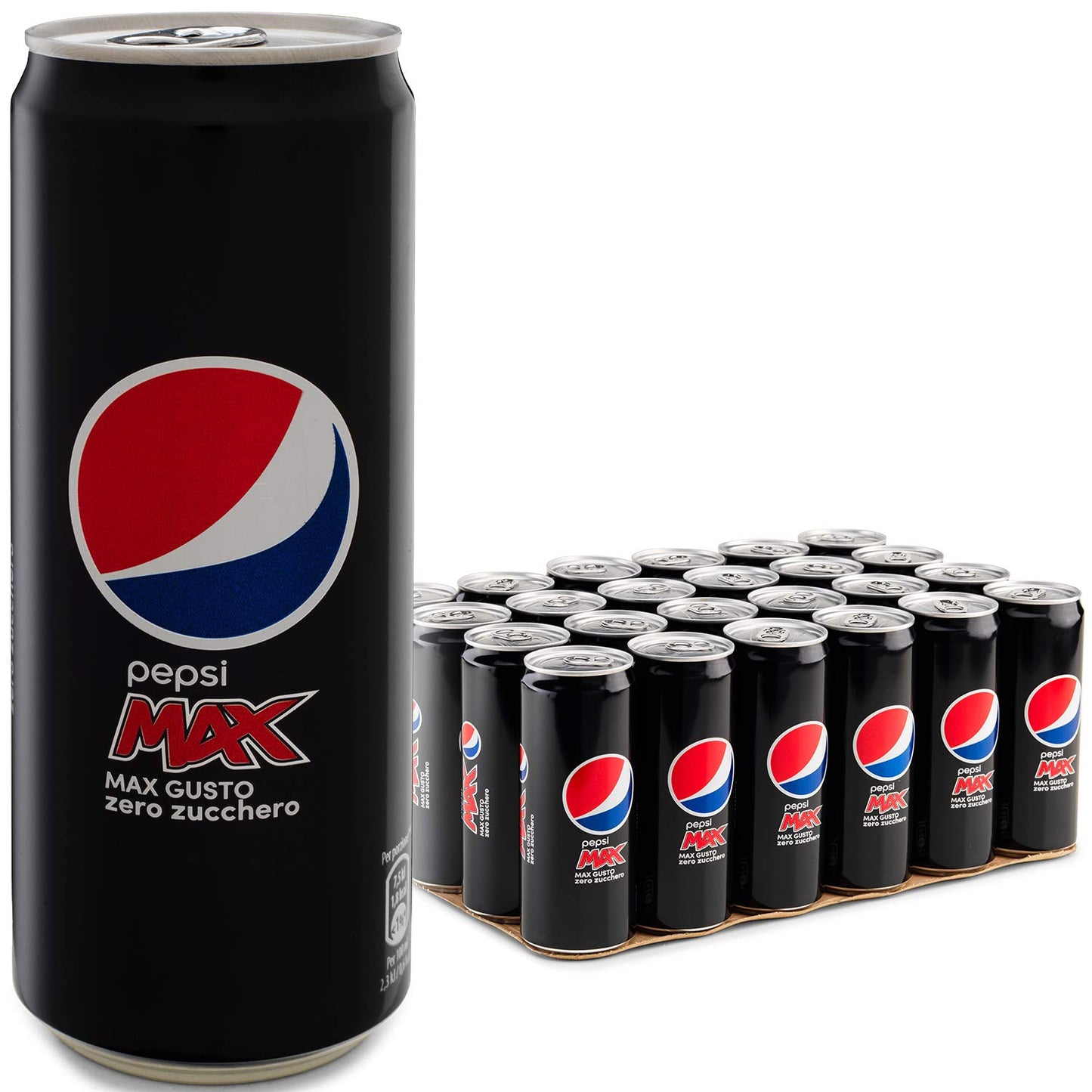 Pepsi Max, Bevanda Analcolica Gusto Cola, Zero Zucchero, Lattina Sleek, Formato da 24x0,33L