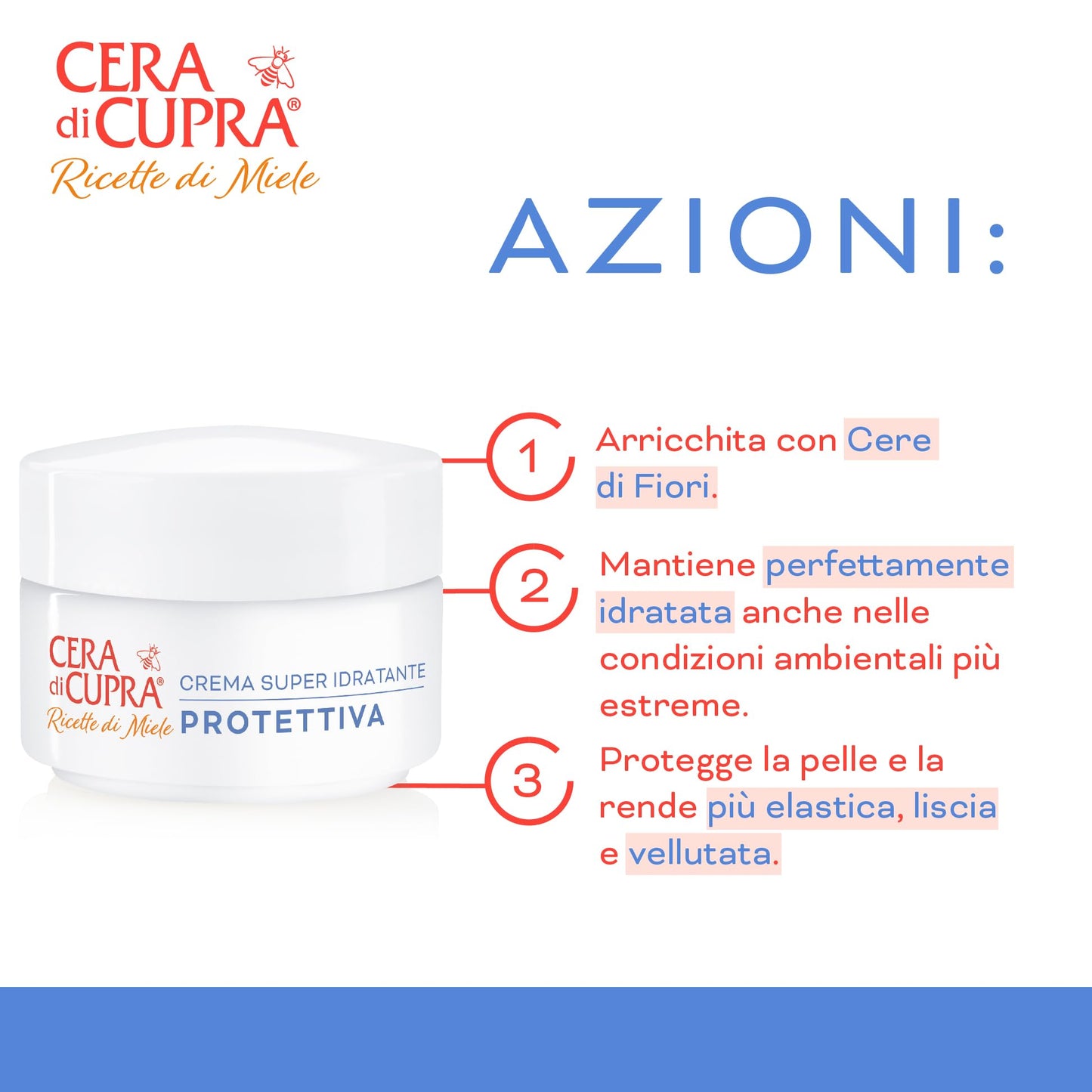 Cera di Cupra, Crema Super Idratante Protettiva, Dona Energia e Luminosità al Viso, Rende la Pelle più Elastica, Made in Italy, Dermatologicamente Testata, Vasetto da 50 ml