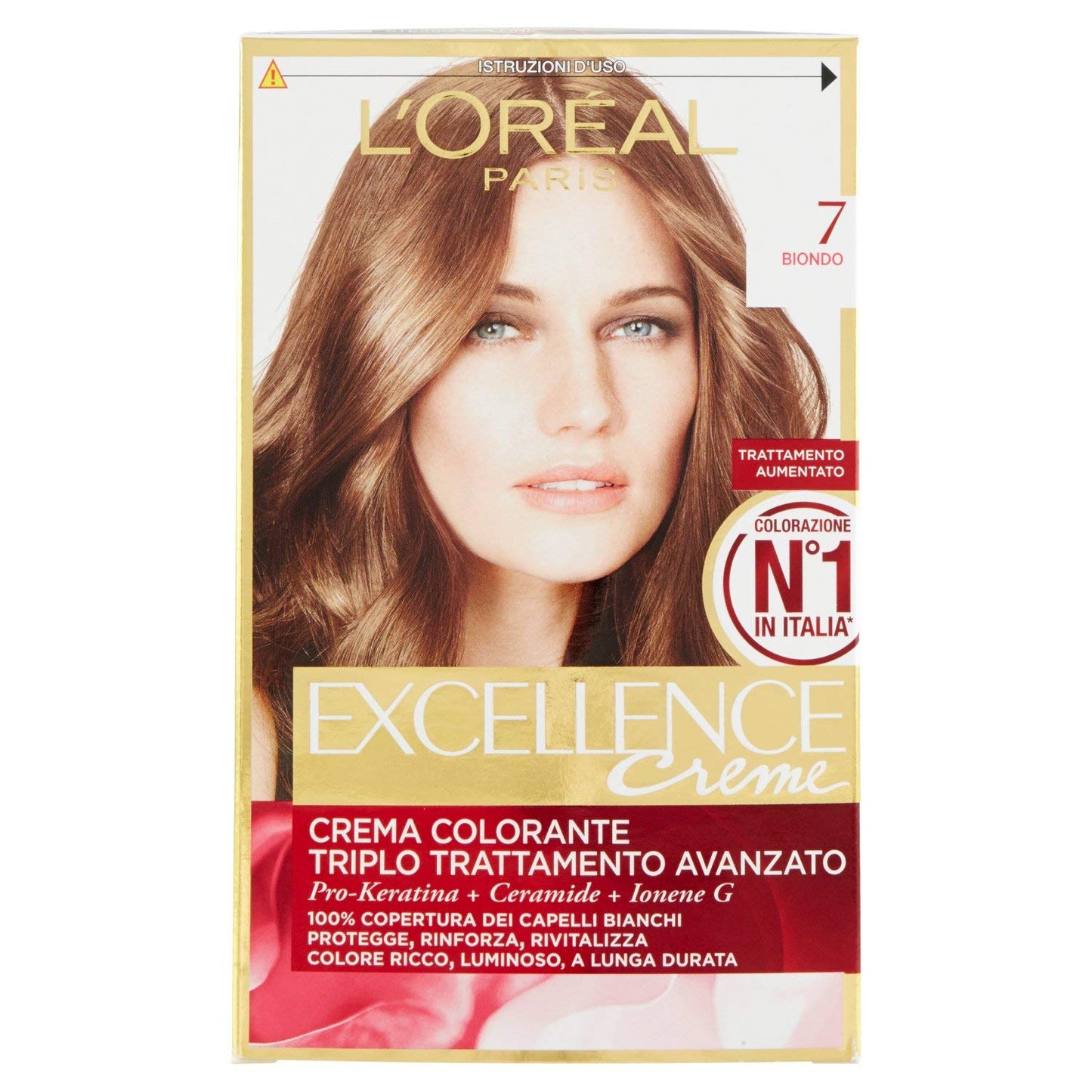 l'Oréal Paris Excellence Crema Colorante Triplo Trattamento Avanzato, 7 Biondo - 1 Pacco