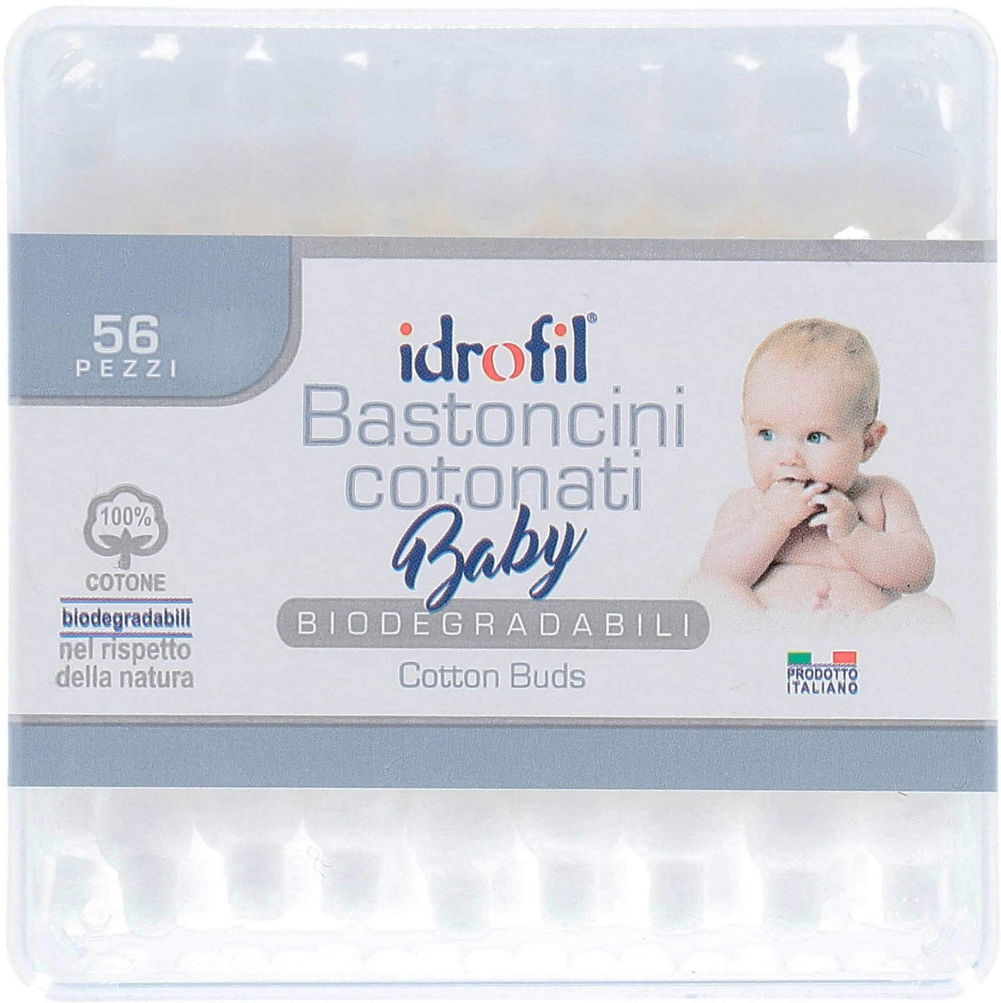 Idrofil Bastoncini Cotonati Baby, Cotton Buds, 56 Pz