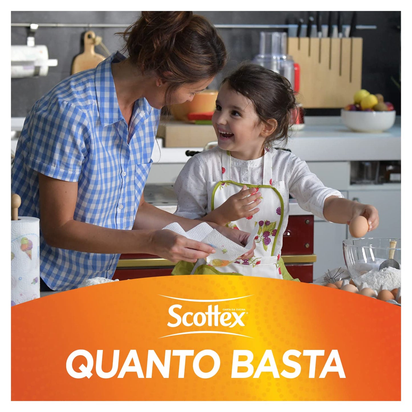 Scottex Quanto Basta, Carta Da Cucina, Opzione Mezzo Strappo, Ultra assorbente, Carta certificata FSC, 24 Maxi Rotoli