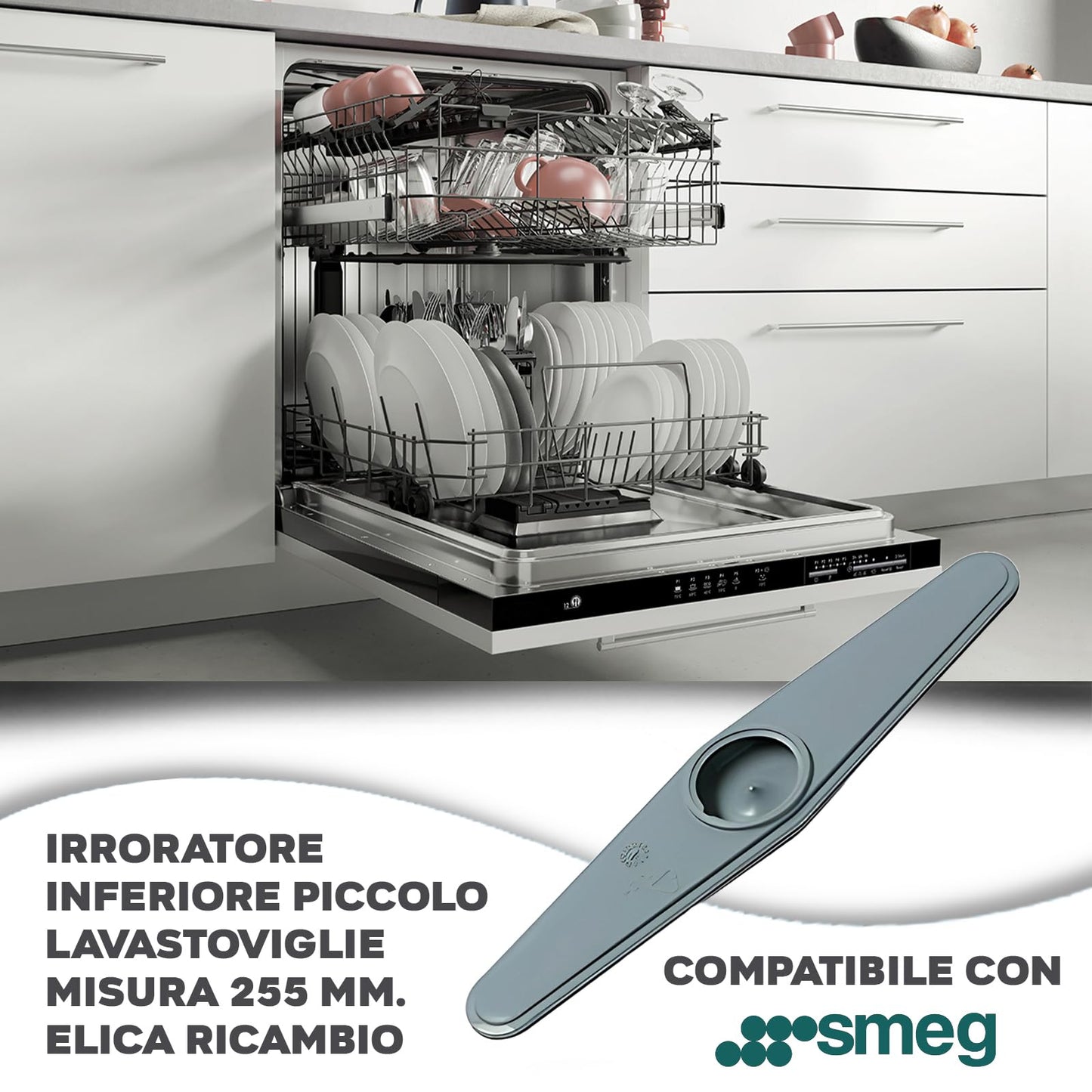 CG94 - Irroratore Inferiore Piccolo Lavastoviglie - Misura 255 mm - Compatibile SME_G - Elica Ricambio