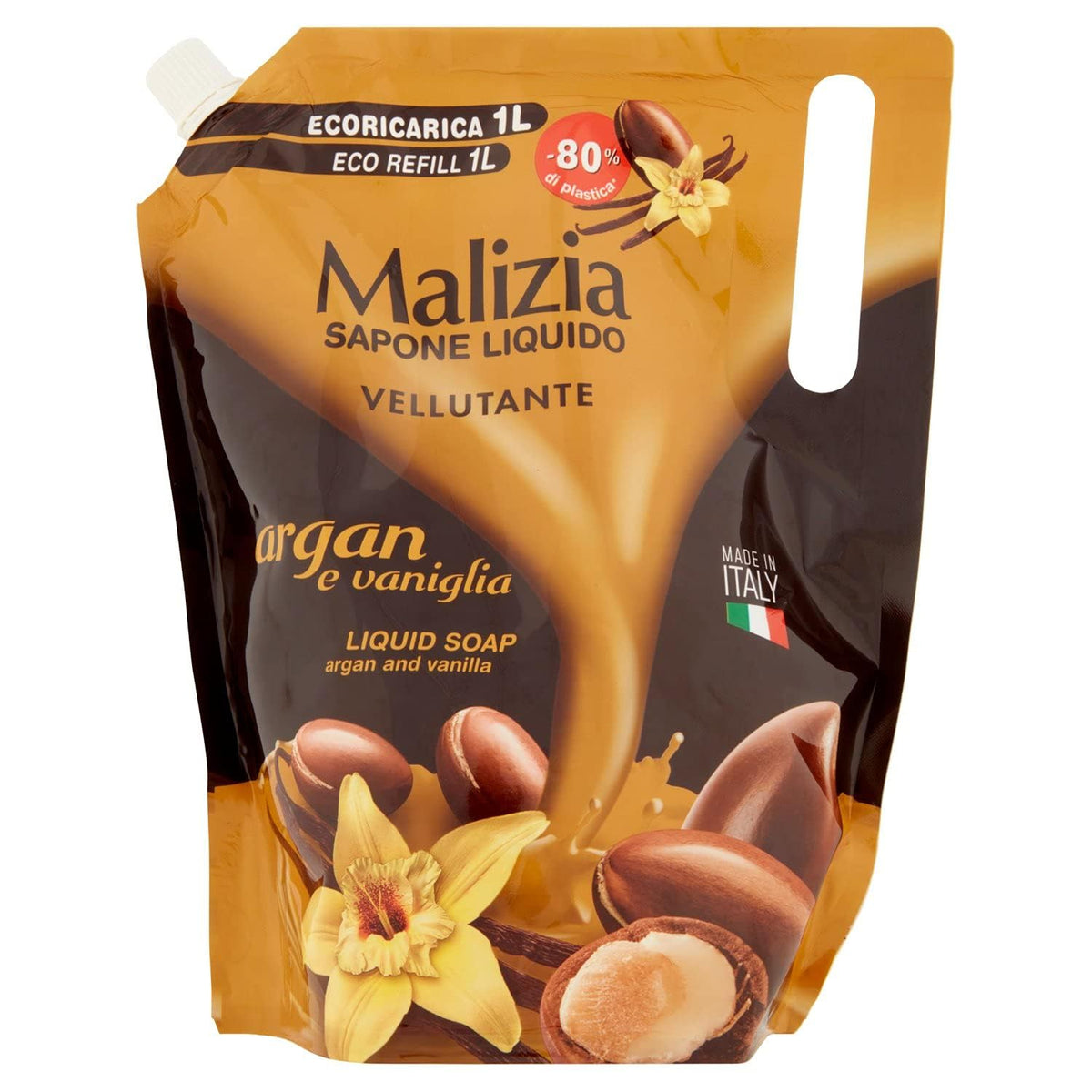 Malizia - sapone Liquido Ecoricarica Argan, 1l