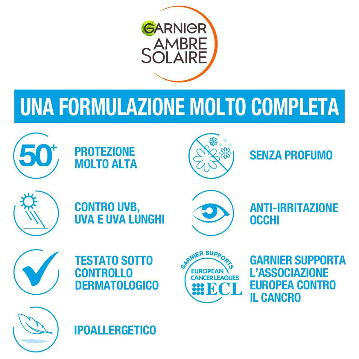 Garnier Crema Viso Protettiva Anti-Age Super UV, Per Pelli Sensibili, Protezione SPF 50, Ad Assorbimento Rapido, Con Acido Ialuronico, Ambre Solaire, 50 ml