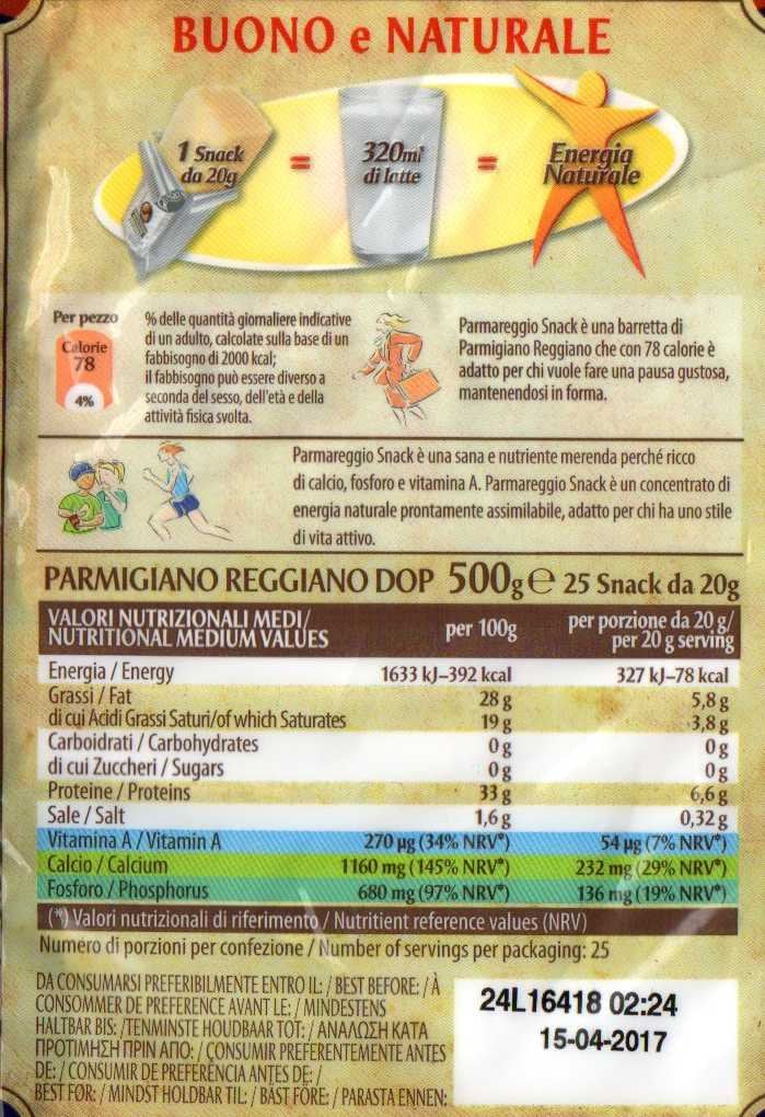 Parmigiano Reggiano 25 Snack da 20 gr.