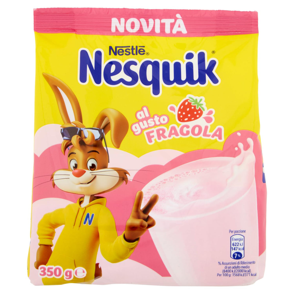 NESQUIK Fragola Preparato per Bevanda Solubile gusto Fragola Sacchetto 350g