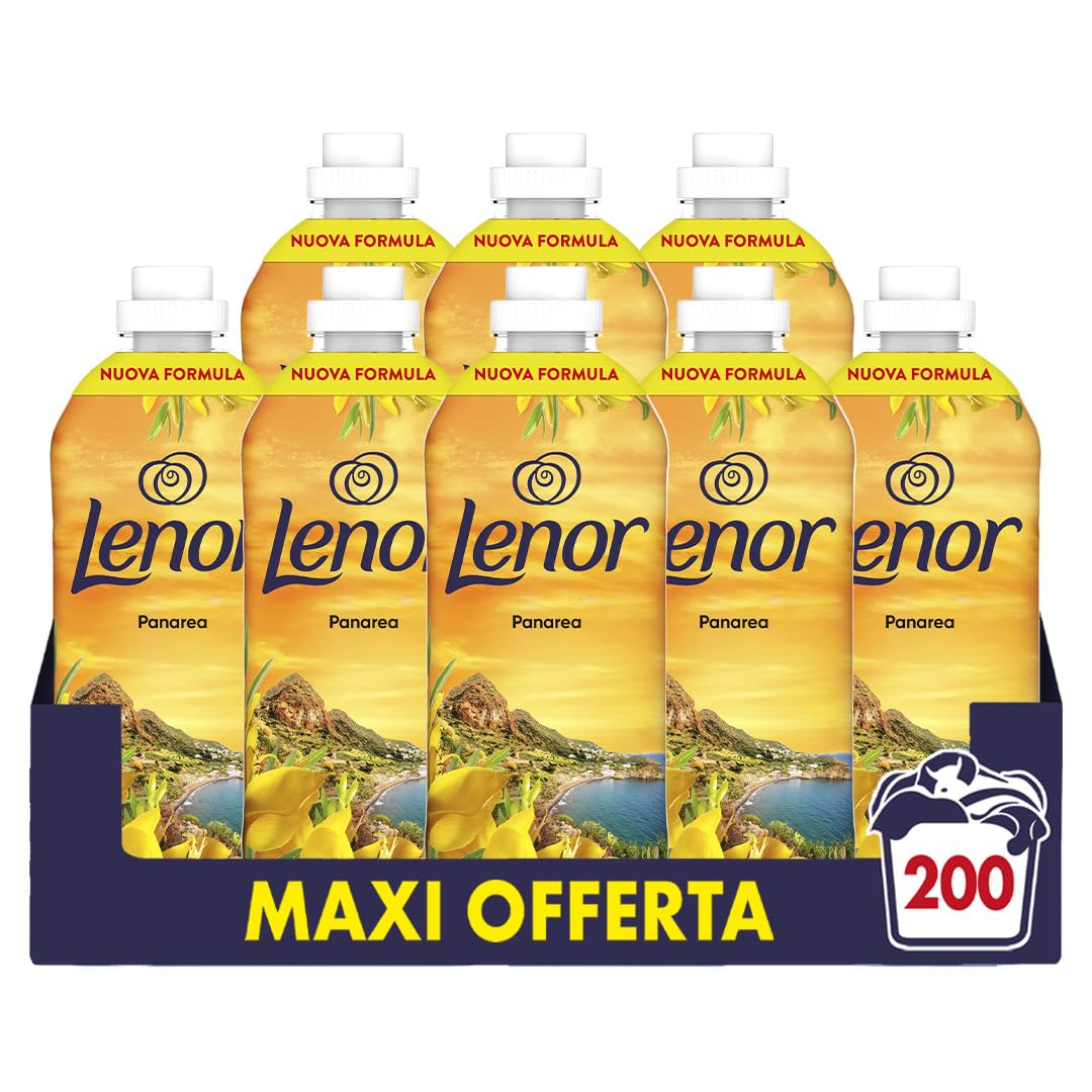 Lenor Ammorbidente Lavatrice Concentrato, 200 Lavaggi (8X25), Atmosfere D'Italia Panarea, Freschezza Di Lunga Durata E Morbidezza Di Origine Vegetale, Lenzuola Profumate Fino A 1 Settimana