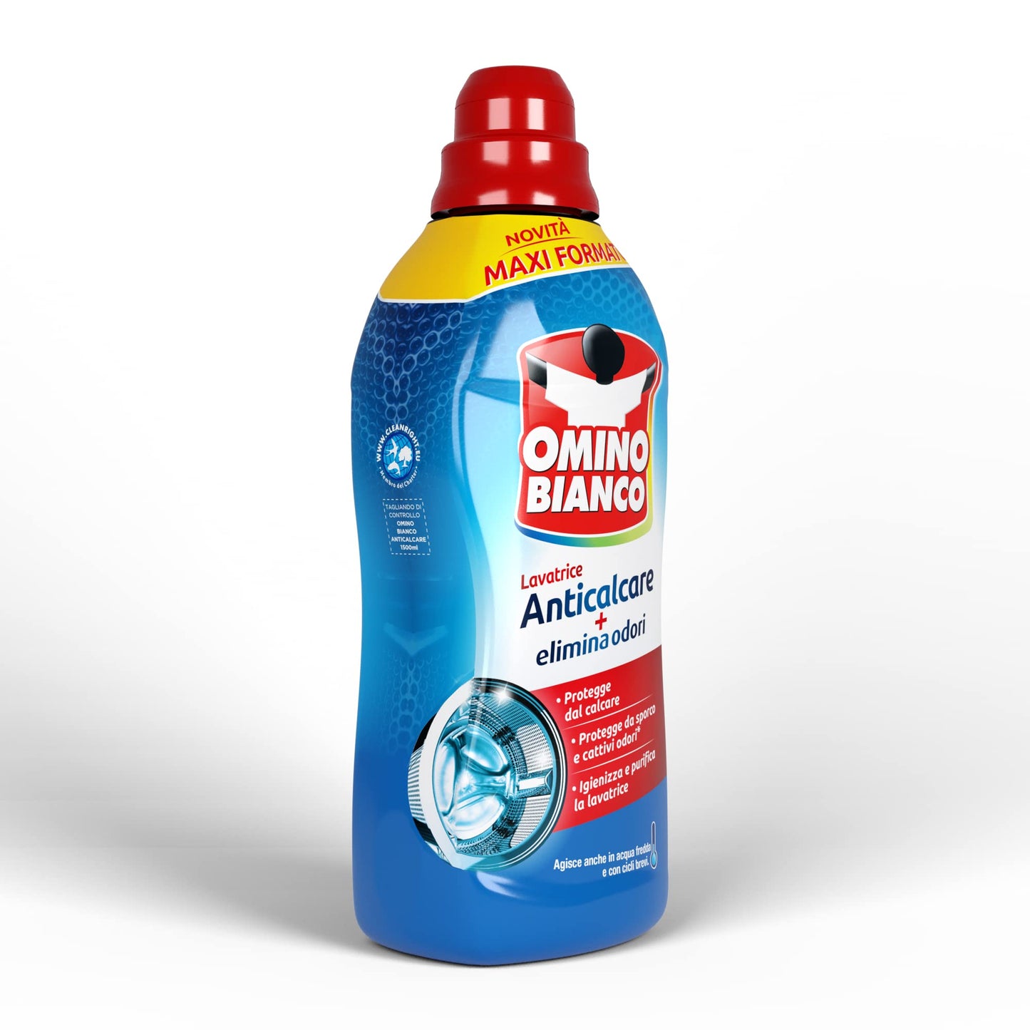 Omino Bianco - Anticalcare Lavatrice Liquido, Protegge da Calcare, Sporco e Cattivi Odori, Azione Igienizzante, 1500 ml