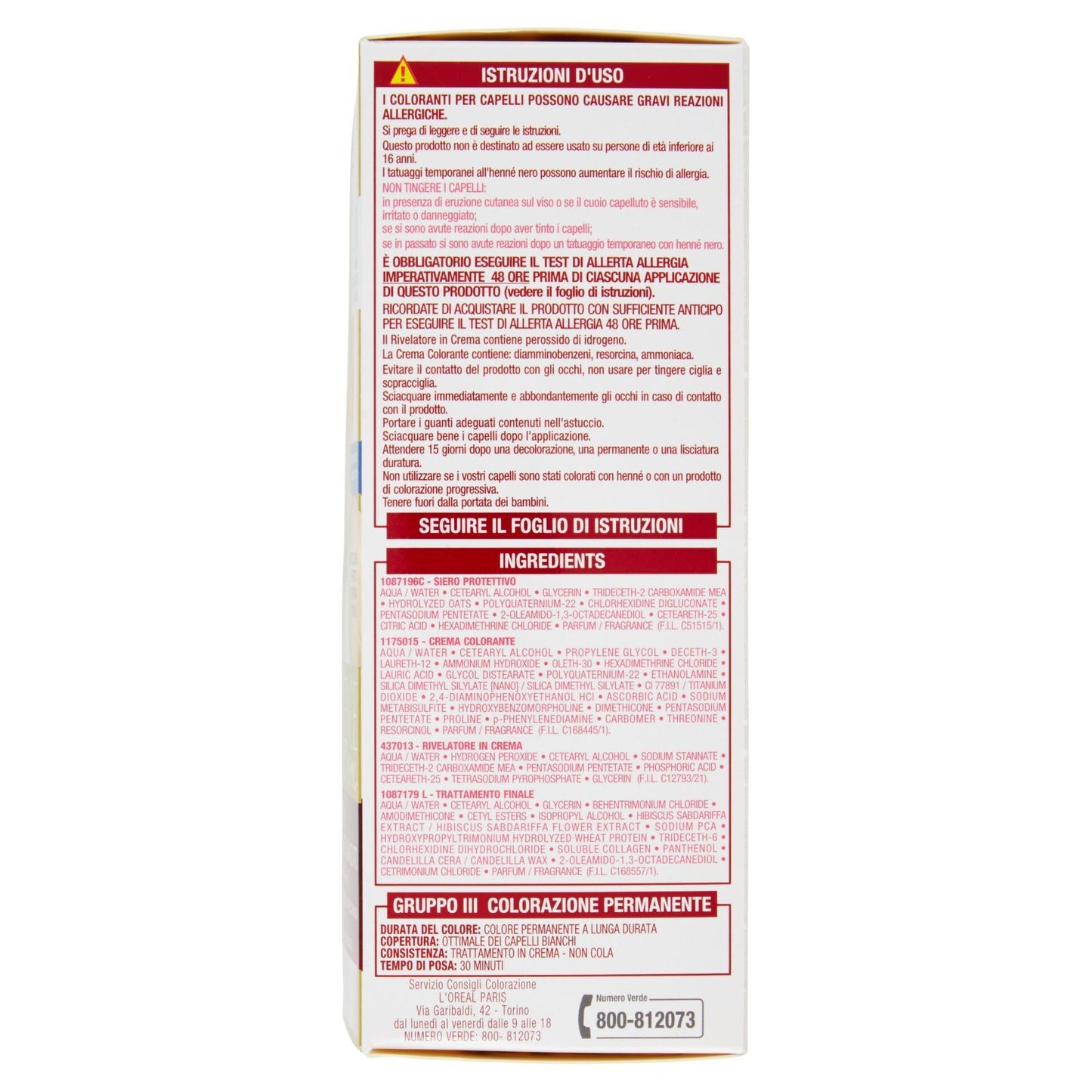 l'Oréal Paris Excellence Crema Colorante Triplo Trattamento Avanzato, 01 Biondo Ultra Chiaro Naturale - 1 Pacco