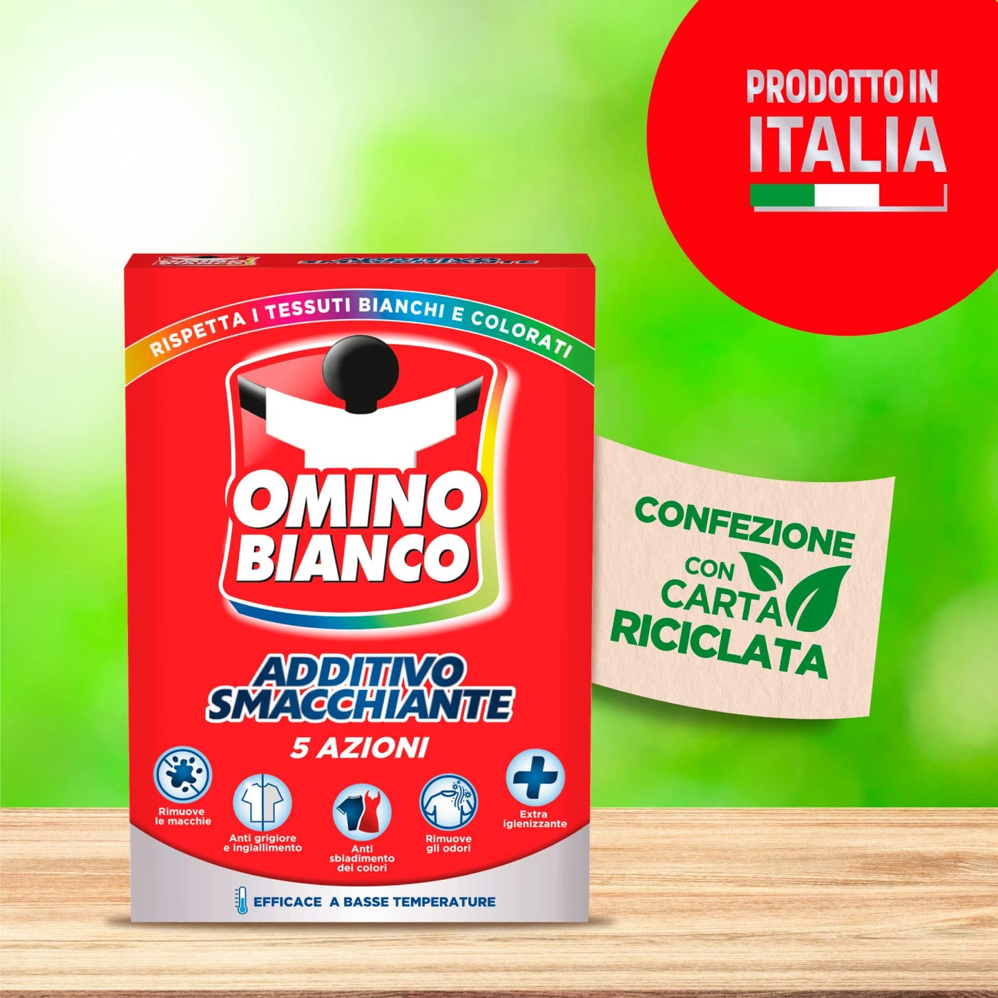Omino Bianco - Additivo Lavatrice Totale 5 Azioni in 1 in Polvere per Bucato, Smacchiante e Igienizzante, 500 g x 6 Pezzi