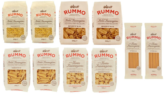 Rummo Pasta Semi di Orzo - Fettucce - Orecchiette - Casarecce - Mafaldotte - Confezione da 10 confezioni di test per pasta italiana a base di semola di grano duro, pasta italiana 500 g