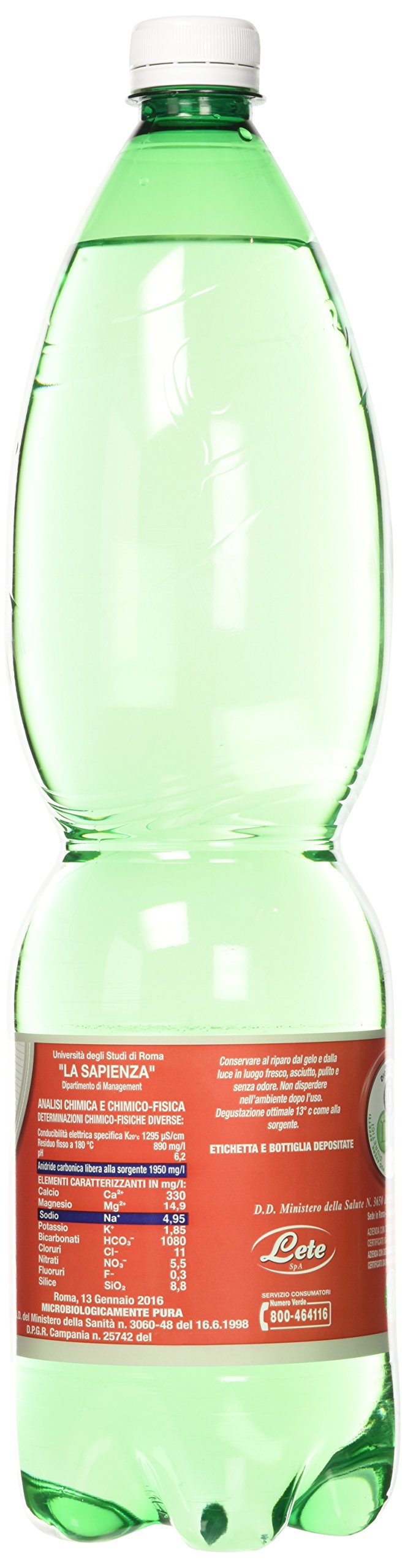 Lete, Acqua Minerale Effervescente Naturale - 6 Bottiglie da 1.5 Litri