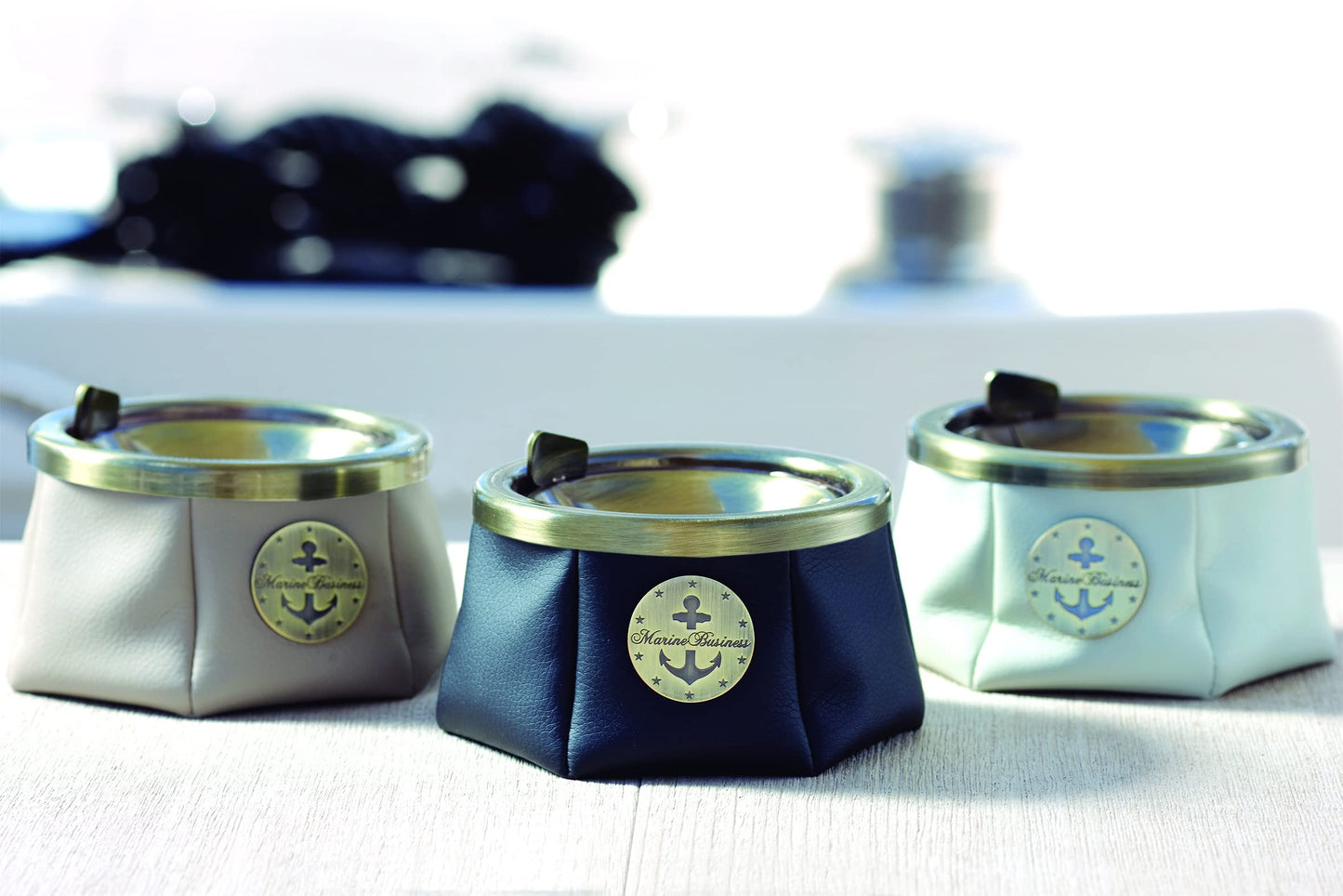 Marine Business Posacenere in Acciaio Inox e cuocere Beige