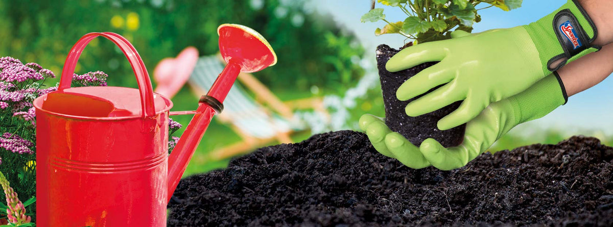 Spontex Garden, guanti da giardinaggio versatili, per giardinaggio, polsini regolabili, 1 paio, taglia M, verde
