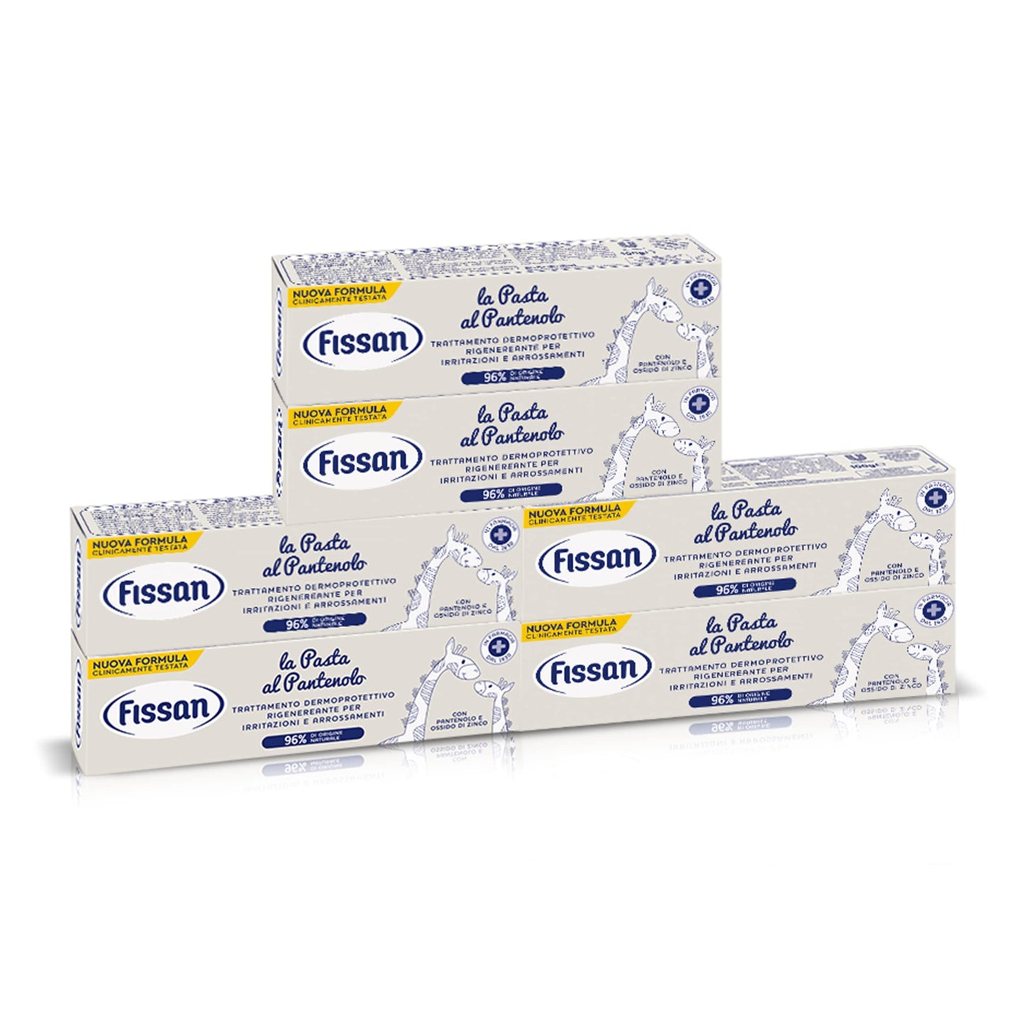 FISSAN Pasta al Pantenolo - Trattamento Dermoprotettivo Rigenerante per Irritazioni e Arrossamenti - Formula Clinicamente Testata - 96% Origine Naturale - Con Pantenolo e Ossido di Zinco -6 Conf 100gr