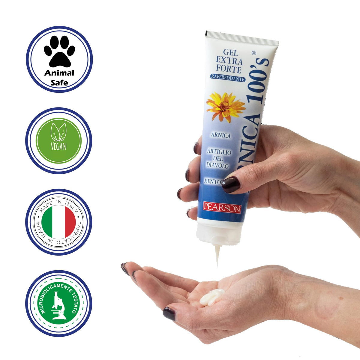 ARNICA 100'S - Gel Extraforte Raffreddante Pearson. Crema Arnica Gel Forte con Artiglio del Diavolo e Mentolo. Pomata Defaticante e Rilassante [150ML]