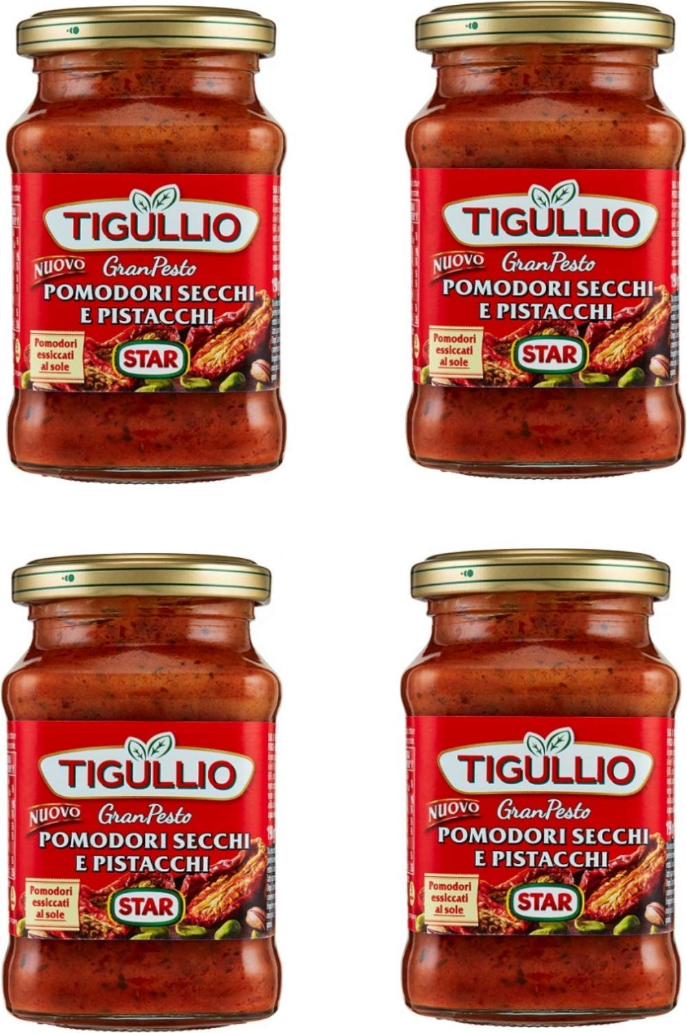 Tigullio: Pesto Pomodori Secchi e Pistacchi - Pesto di Pomodori Secchi e Pistacchi - 6,42 Oncia Fluida (190ml) Confezioni (confezione da 4)