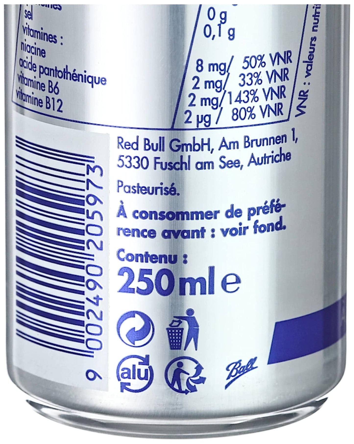 Canette Red Bull 25 cl Boisson énergisante -