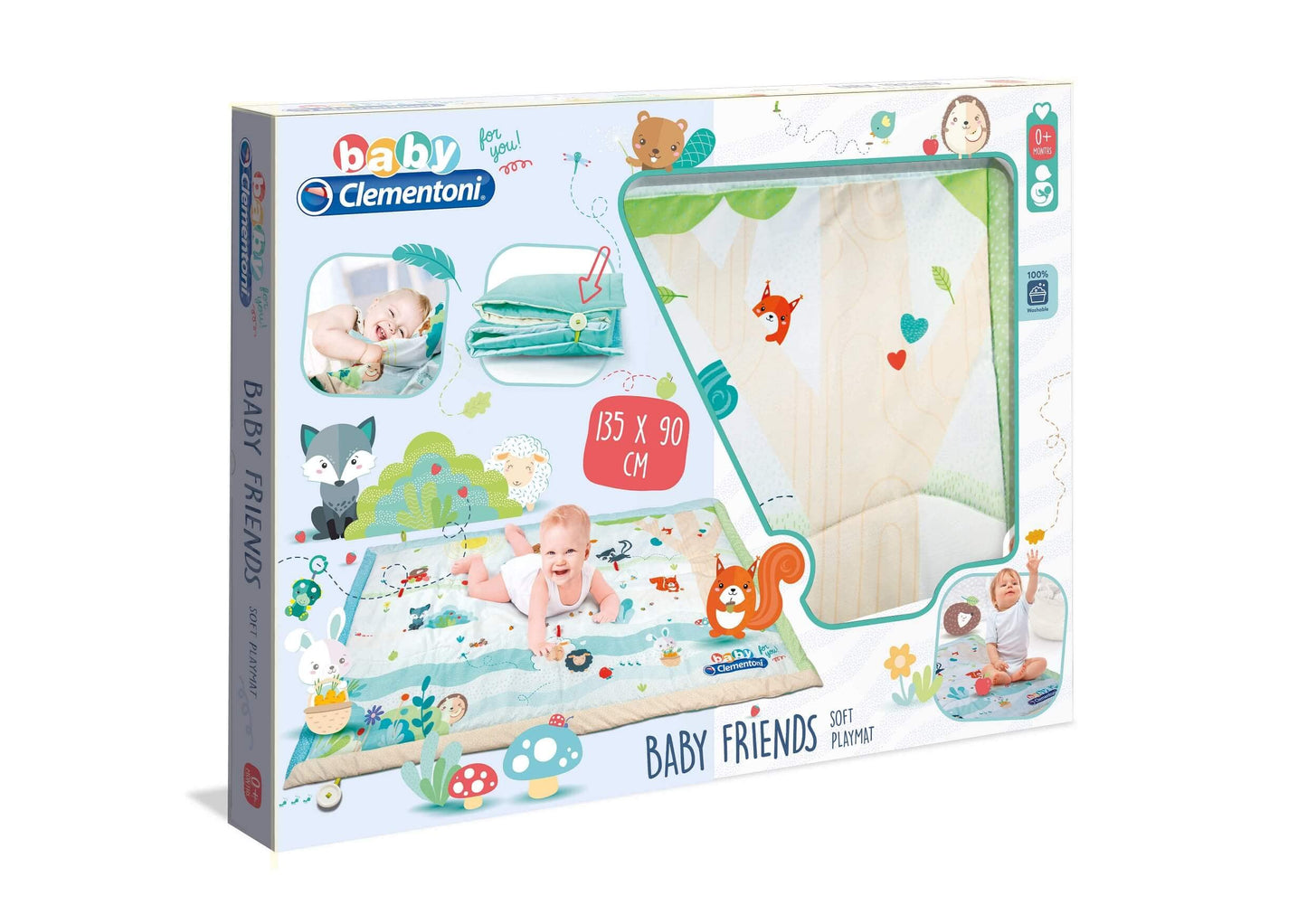 Clementoni Baby Friends Soft Play Mat, Tappeto da Gioco per Neonati, Bambino 0-18 Mesi, 17318