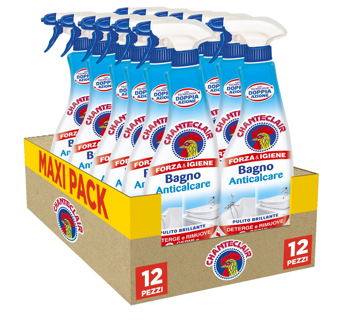 Chanteclair - Bagno Anticalcare, Doppia Azione: Rimuove il Calcare e lo Sporco, Pulito Brillante, Forza&Igiene - 625 ml
