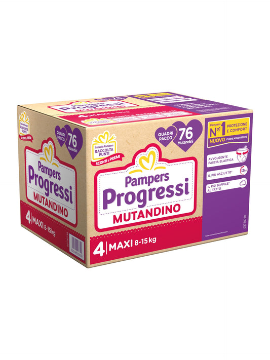 Pampers Progressi MUTANDINO tg. 4 maxi 8-15 kg quadripacco da 76 pannolini