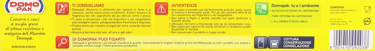 Domopak - Alluminio, Resistente Adatto Per Conservare e Cuocere - 16 Metri [2 pezzi]