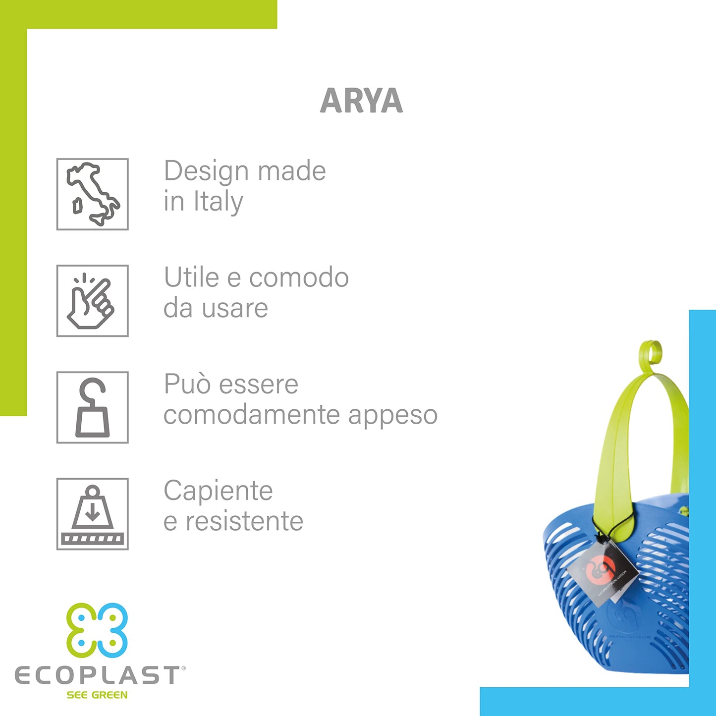 Ecoplast, Cesto Porta Mollette Bucato, Pratico e Comodo, Multiuso, Dotato di Gancio, Ideale da Appendere, Capiente e Resistente, Colore Arancione, Made in Italy