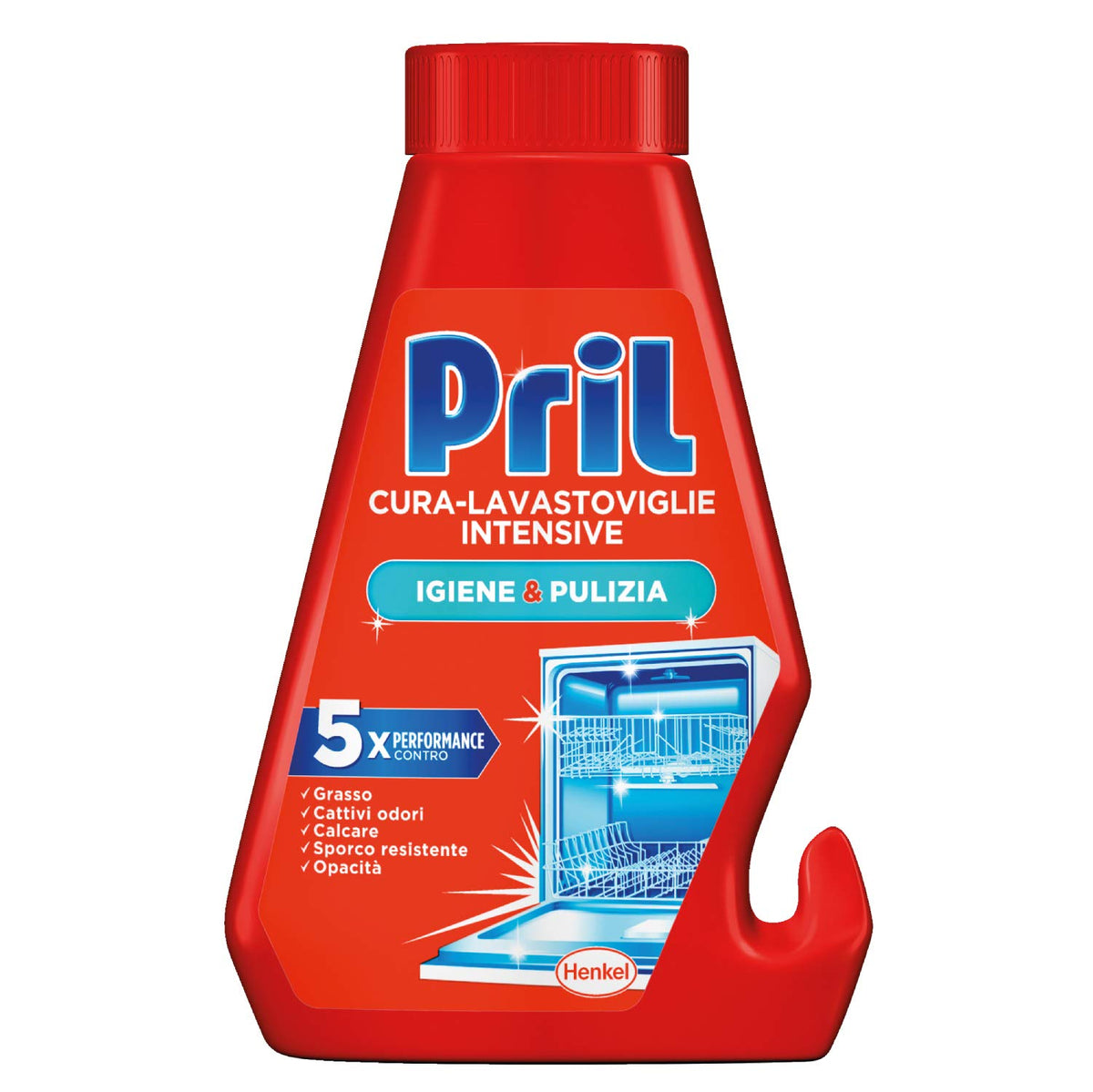 Pril Cura-Lavastoviglie Intensive, Rimuove Grasso, Cattivi Odivi e Calcare da Lavastoviglie, Confezione 4 pezzi da 250 ml