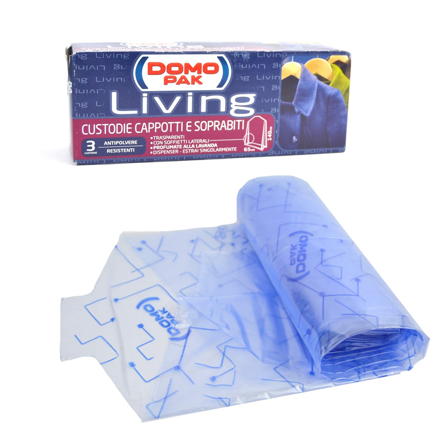 24 x DOMOPAK Custodie Antipolvere Cappotti&Soprabiti 65X140Cm.3Pz