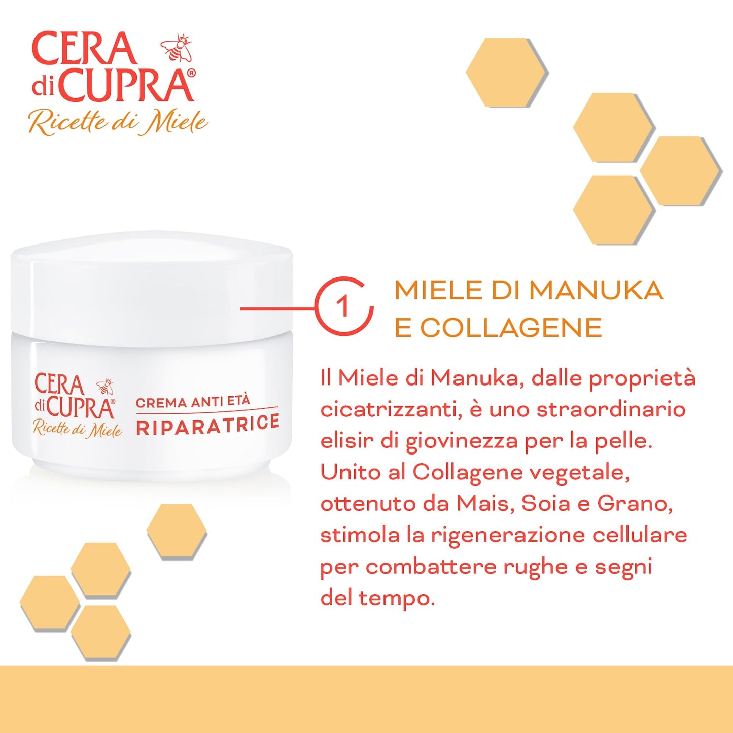 Cera di Cupra, Crema Anti Età Riparatrice, Formula Avanzata che Aiuta a Combattere e Ridurre le Rughe e la Perdita di Compattezza, Made in Italy, Dermatologicamente Testata, 50 ml