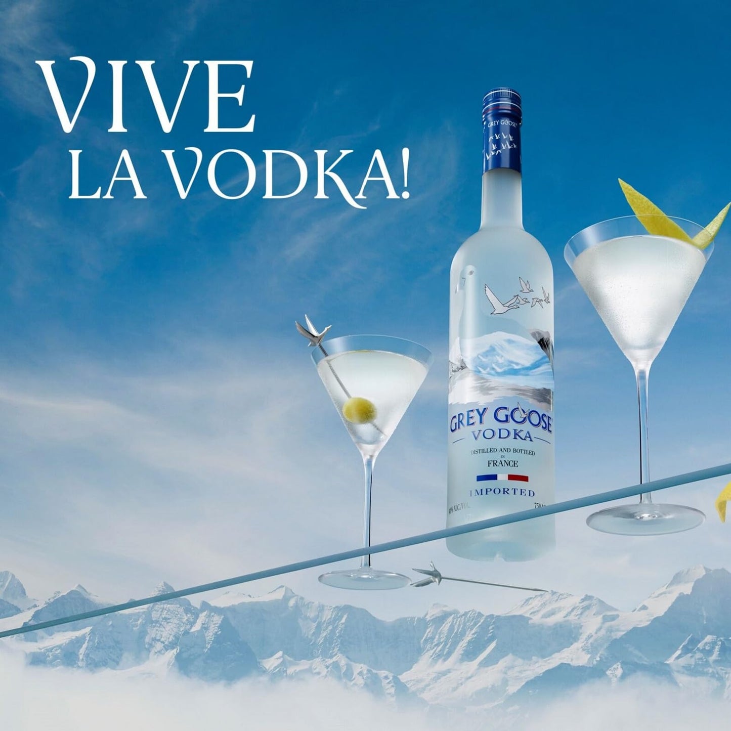 GREY GOOSE Premium French Vodka, Vol. 40%, 70 cl / 700 ml, pregiata vodka francese creata dal migliore grano monorigine francese e acqua sorgiva