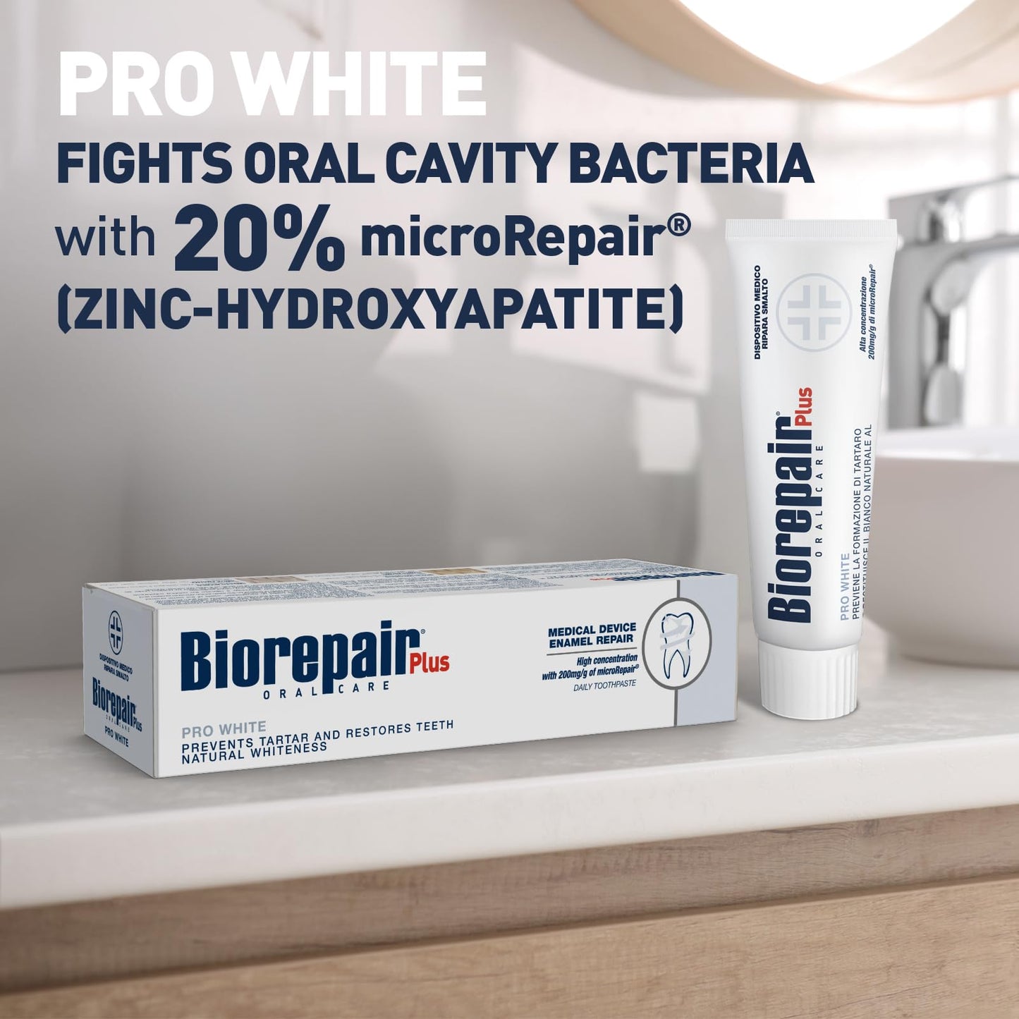 Biorepair Pro White Whitening Toothpaste with microRepair 2.5 fl.oz 75ml (Pack of 1)