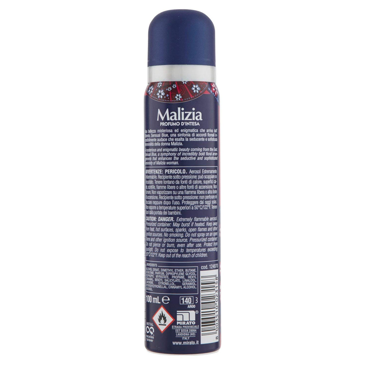 Malizia Deo Spray Seduction Blue Ml.100