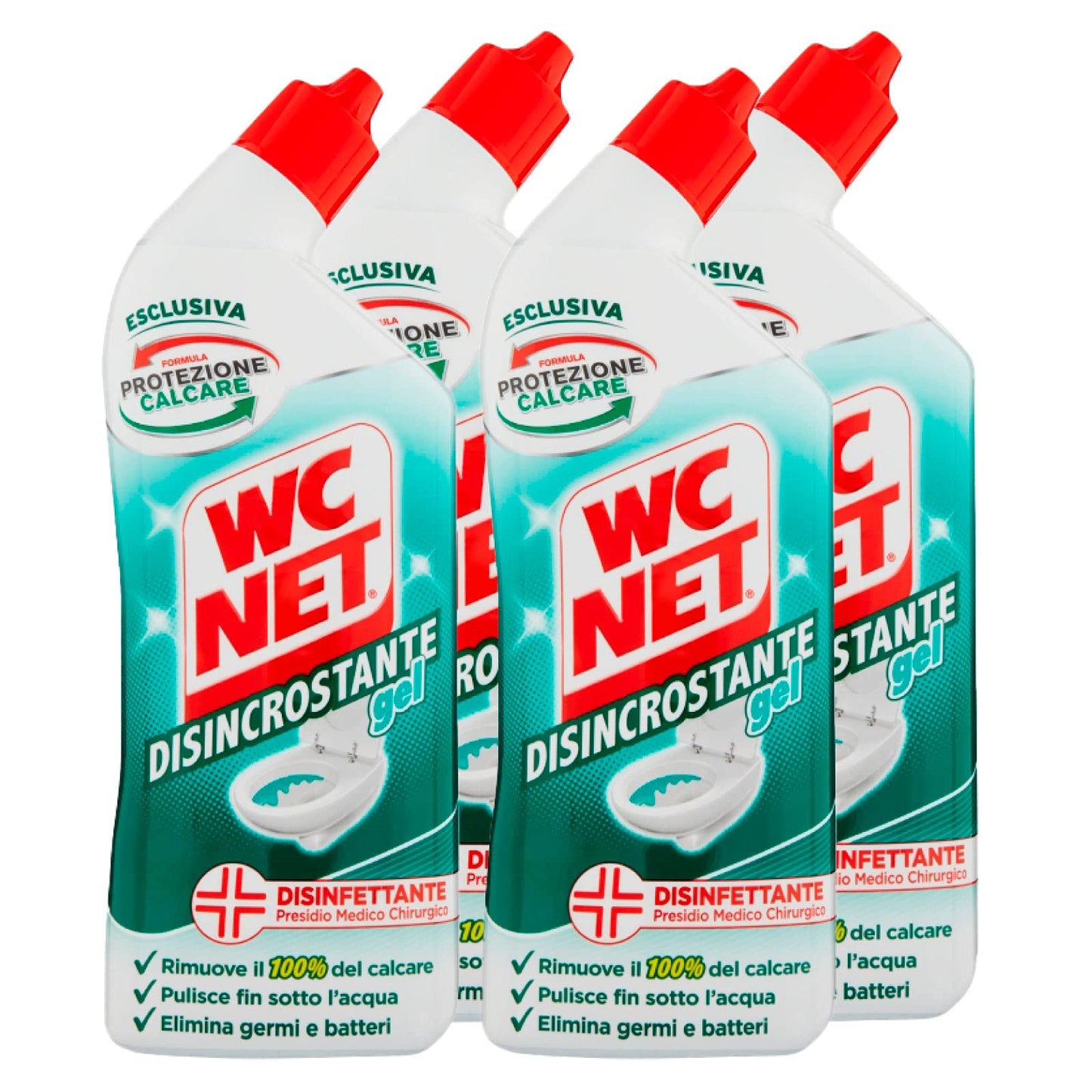 Wc Net - Disincrostante Disinfettante Gel per Sanitari e Superfici, Pulitore Liquido per Wc, 700 ml x 4 Pezzi