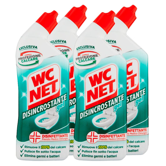 Wc Net - Disincrostante Disinfettante Gel per Sanitari e Superfici, Pulitore Liquido per Wc, 700 ml x 4 Pezzi