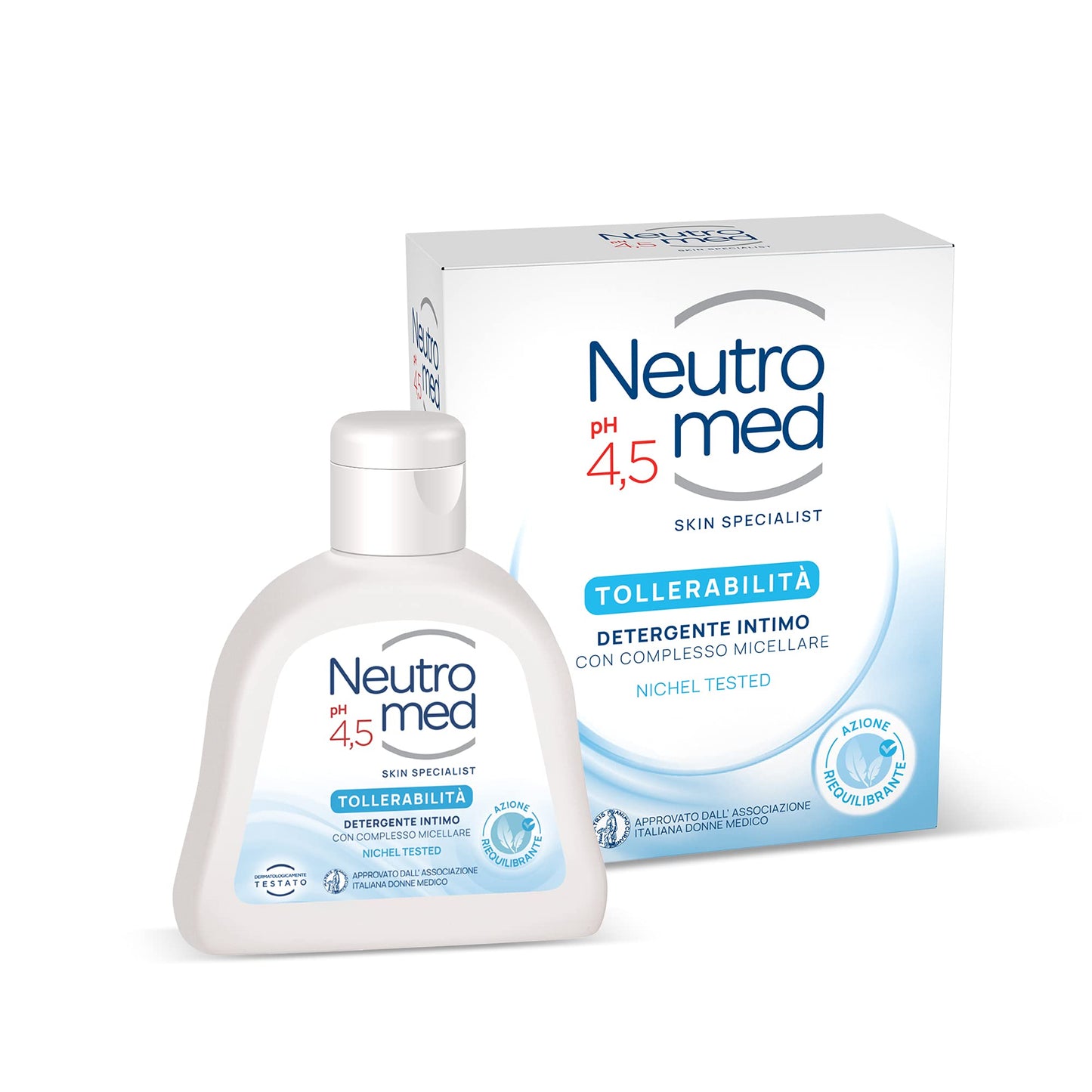 Neutromed Detergente Intimo Tollerabilità, con Complesso Micellare, Azione Riequilibrante, pH 4.5, 12 Pezzi x 200 ml