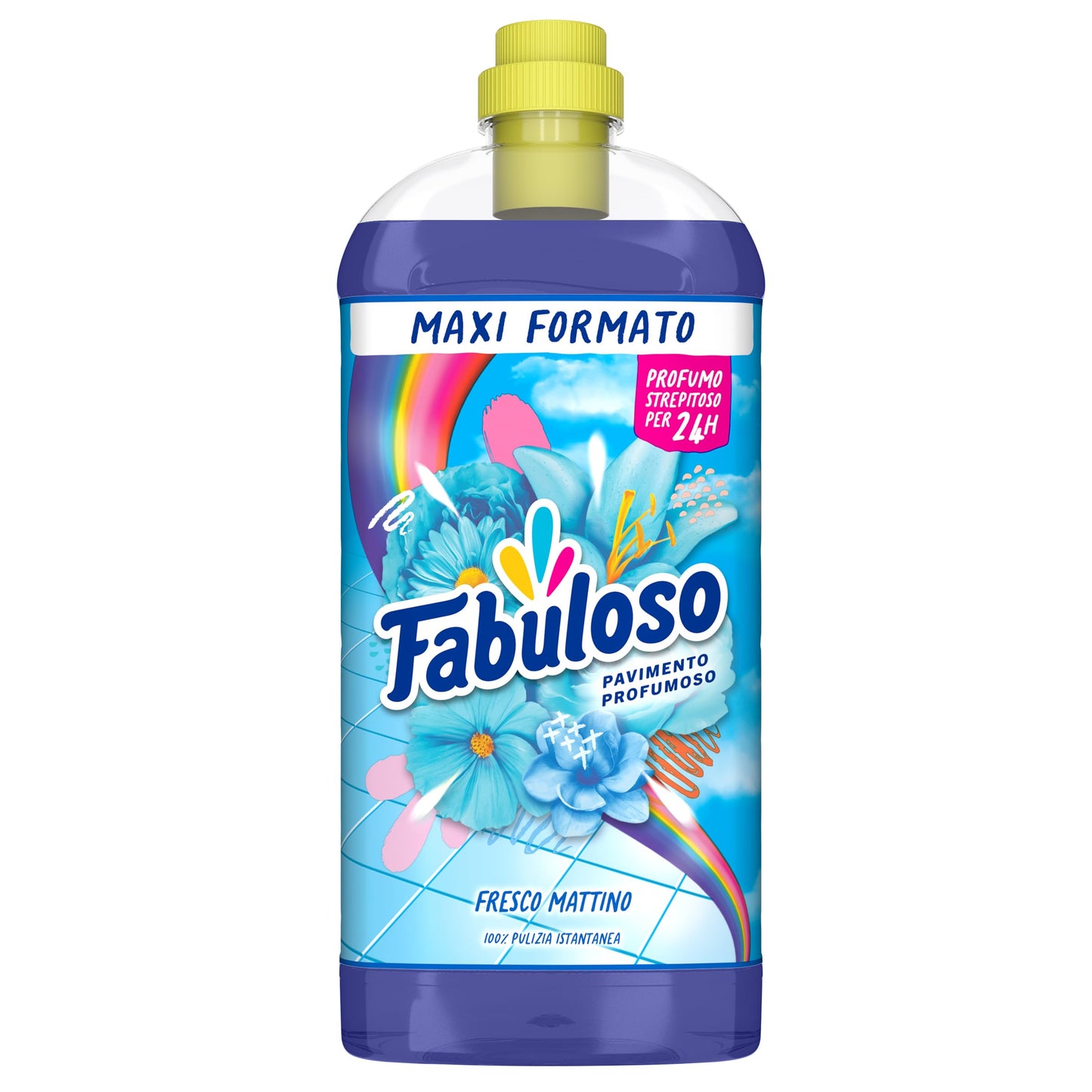 Fabuloso Detersivo Pavimenti Fresco Mattino 1,25L | Detergente Multiuso | 100% Pulizia Istantanea | Profumo per 24 ore | Formula Biodegradabile al 85% | 99% Ingredienti di Origine Naturale*
