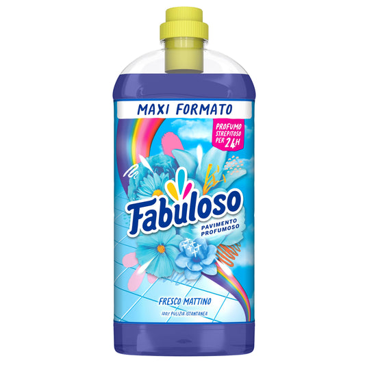 Fabuloso Detersivo Pavimenti Fresco Mattino 1,25L | Detergente Multiuso | 100% Pulizia Istantanea | Profumo per 24 ore | Formula Biodegradabile al 85% | 99% Ingredienti di Origine Naturale*