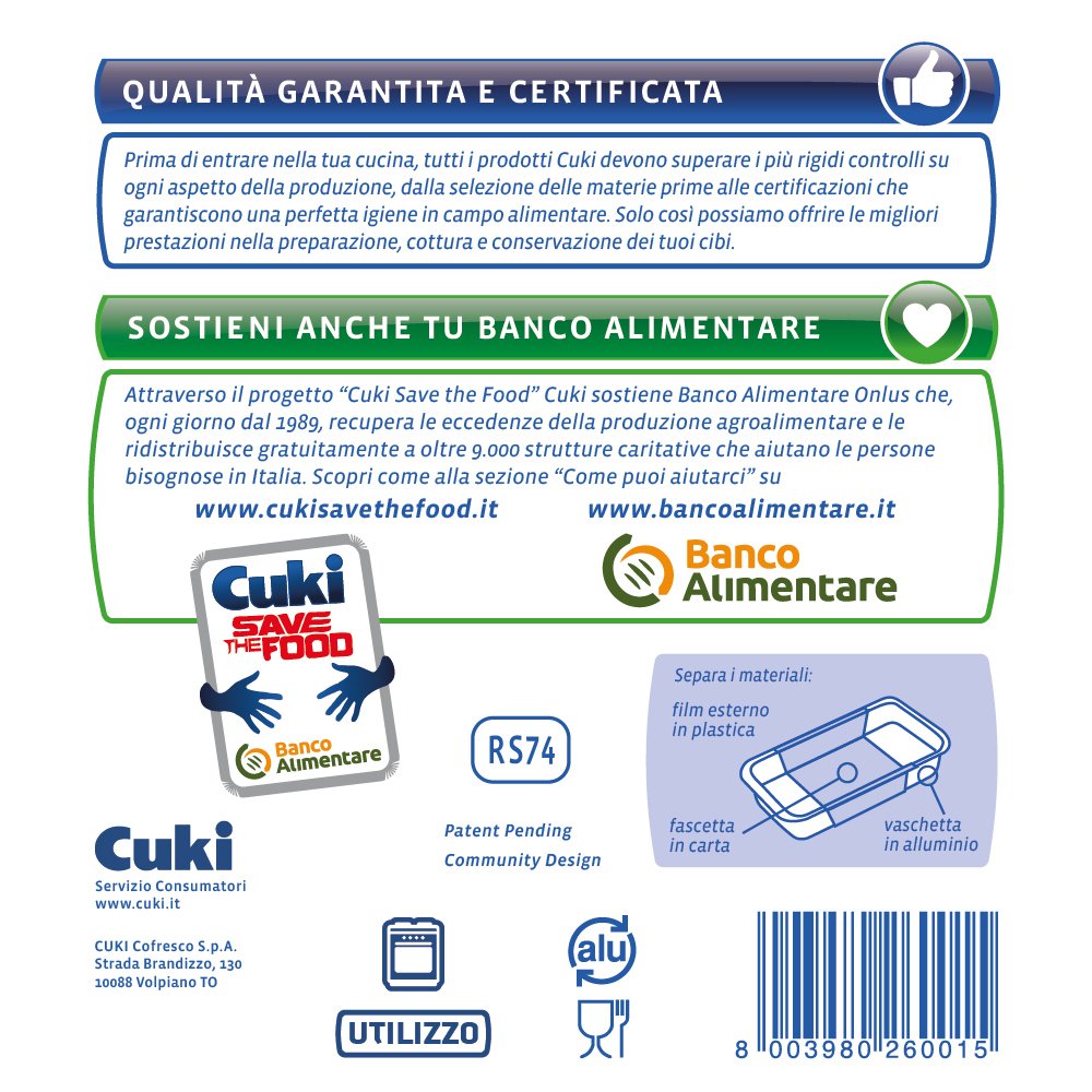 Cuki Vaschette Alluminio - Doppia Forza - 12 porz - rettangolari [RS74G] - 6 confezioni da 2 pezzi