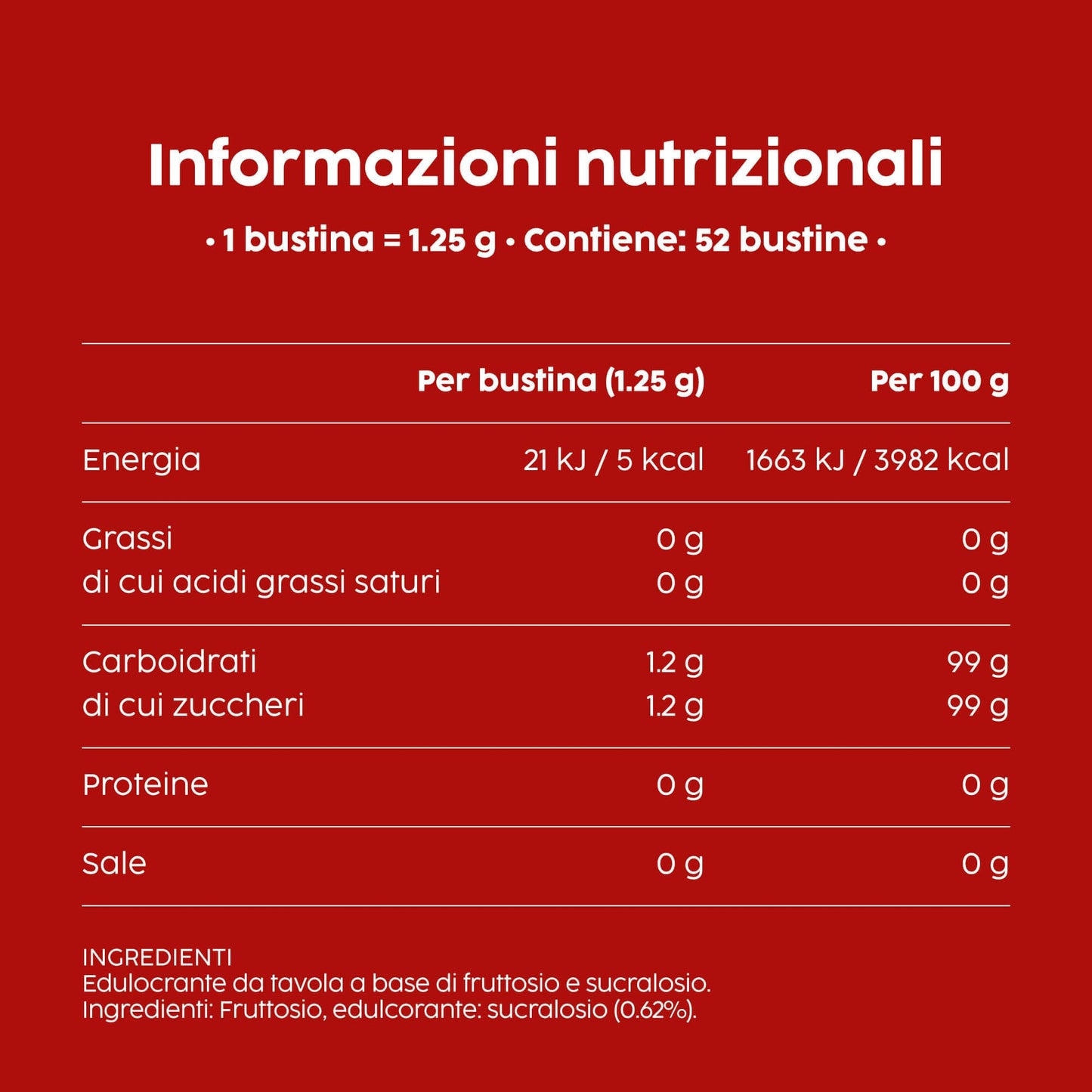 Misura Dolcificante in Bustine, Dolcificante Senza Glutine, Senza Aspartame, Basso Contenuto Calorico, Pratica Confezione per casa e ufficio, 52 Bustine