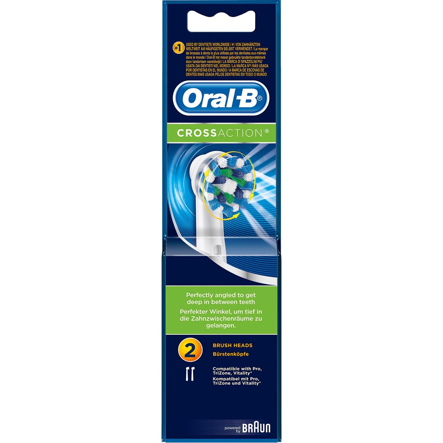 Oral-B Testino per Spazzolino da Denti, Cross Action Cabezales - Pacco da 2 Pezzi