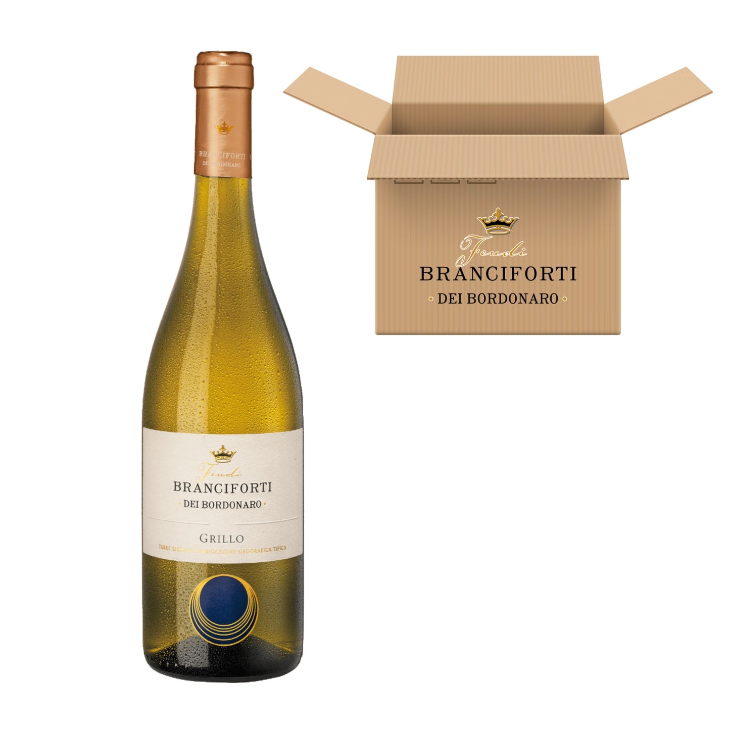 Branciforti | Vino Bianco Grillo Branciforti dei Bardonaro | Sicilia DOC Annata 2023 | Confezione da 6 Bottiglie da 750ml