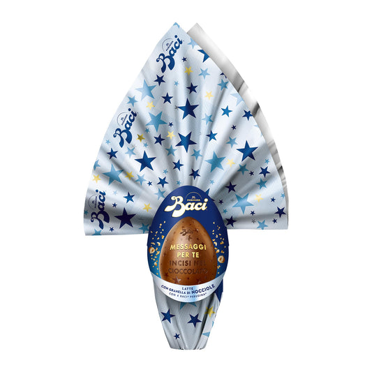 BACI PERUGINA Uovo di Pasqua 2025 Cioccolato al Latte Inciso con granella di Nocciole e 4 Cioccolatini 310g