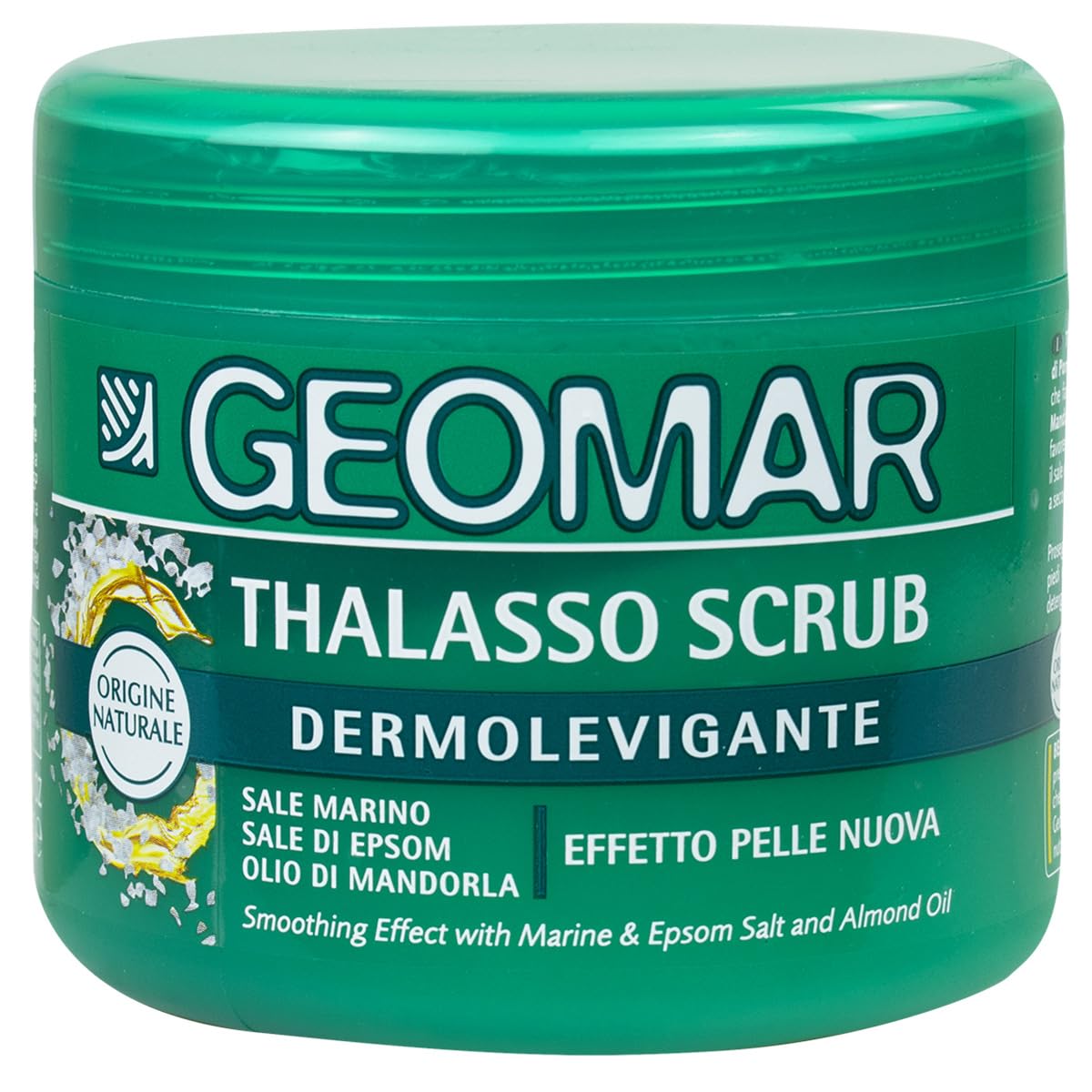 GEOMAR | Thalasso Scrub Corpo Dermolevigante, Effetto Pelle Nuova, Con Sale Marino, Sale di Epsom e Olio di Mandorla, Made in Italy, 600 g