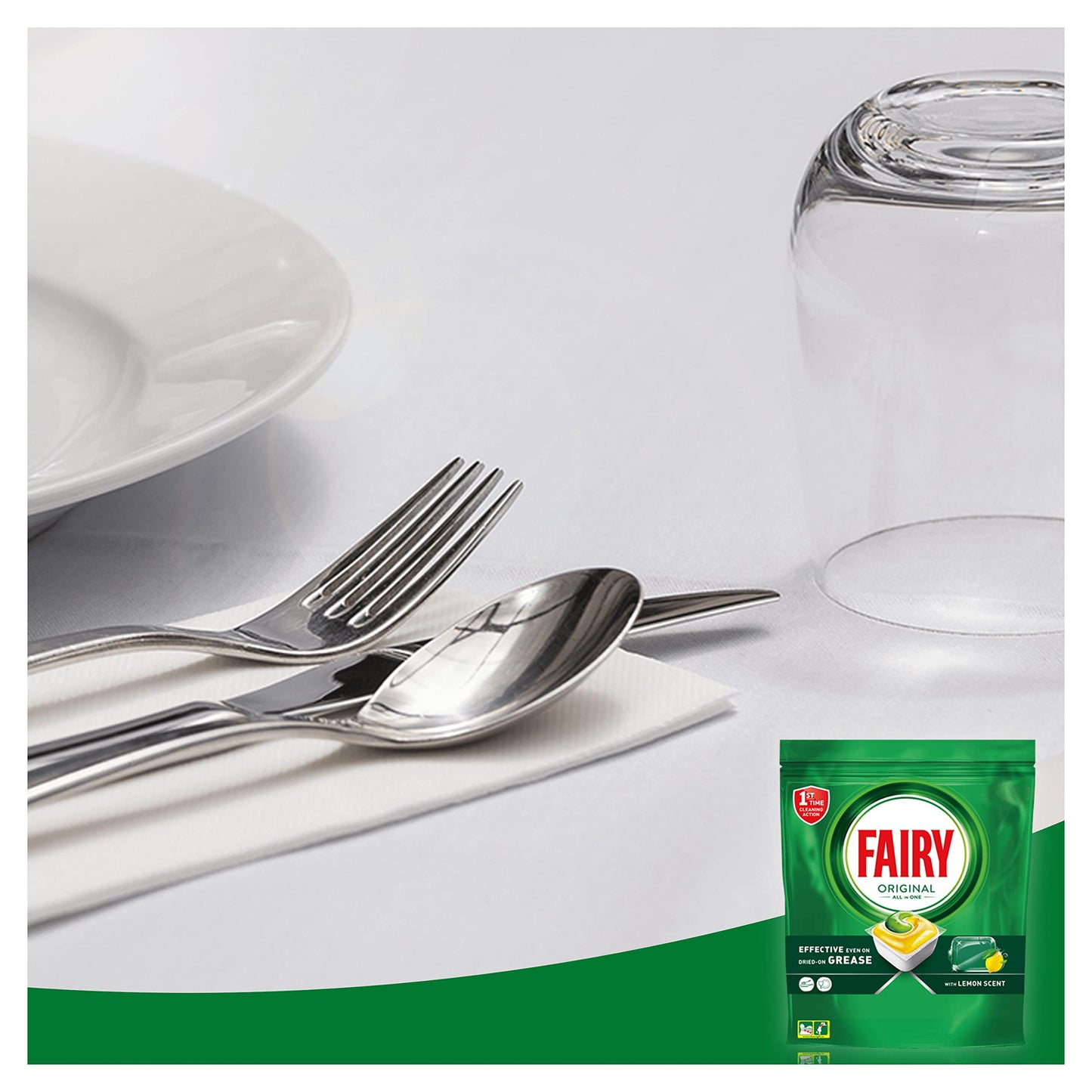 Fairy Original Tutto in Uno Limone, Pastiglie per Lavastoviglie, 55 Capsule, Efficaci Anche sul Grasso Incrostato
