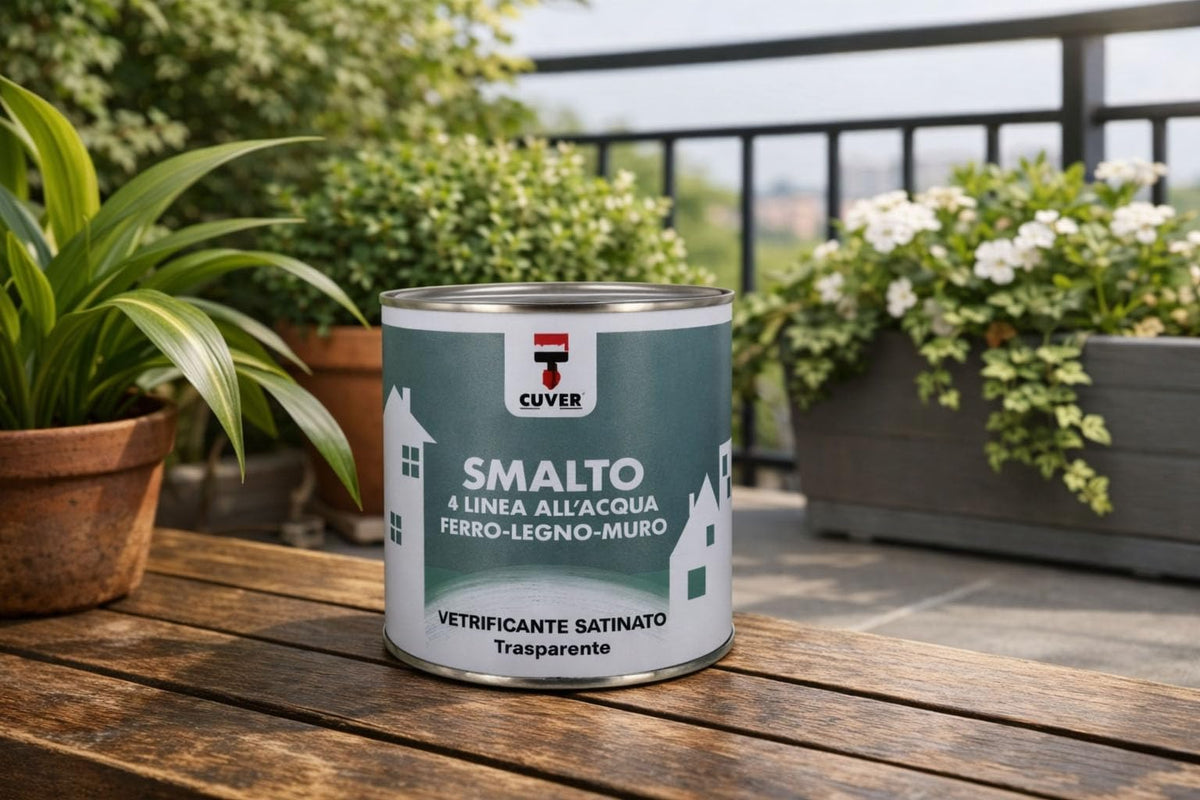 CG94 Smalto all'Acqua Vetrificante Satinato, Trasparente, per Ferro, Legno e Muro