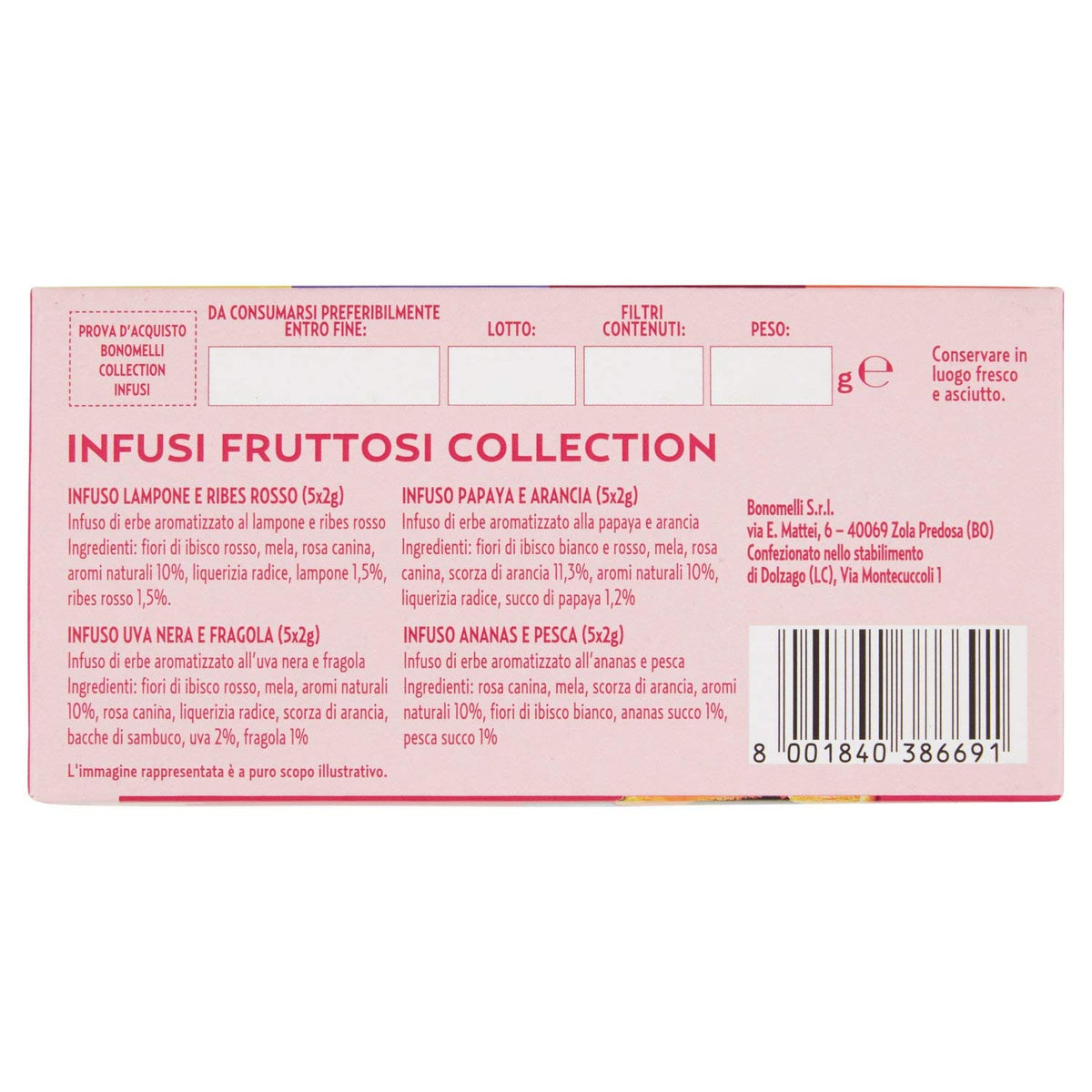 Bonomelli Infusi Fruttosi 100% Naturali Collection, 20 x 40g