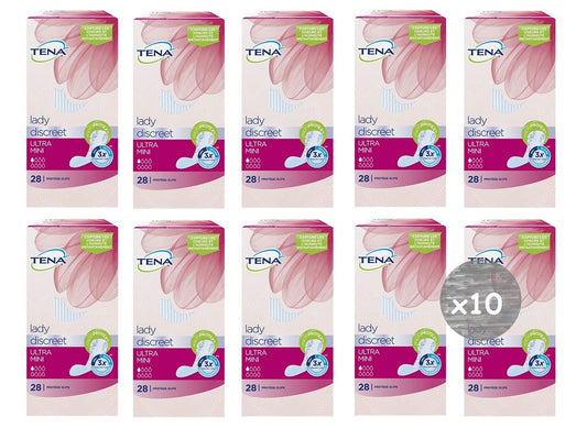 10 Confezioni TENA LADY Ultra Mini Assorbenti anatomici per piccole perdite