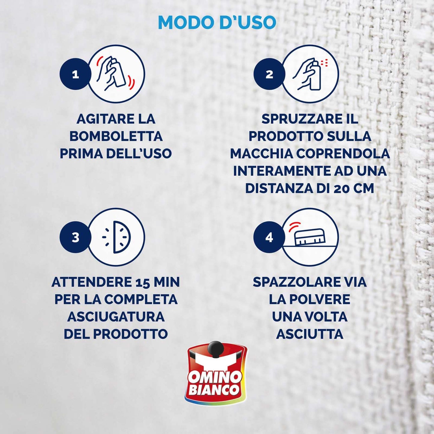 Omino Bianco - Prodotto Specifico per Rimuovere Macchie Intense, Smacchiatore Spray a Secco Expess, Azione Immediata Senza Aloni, 4 Flaconi x 125 ml